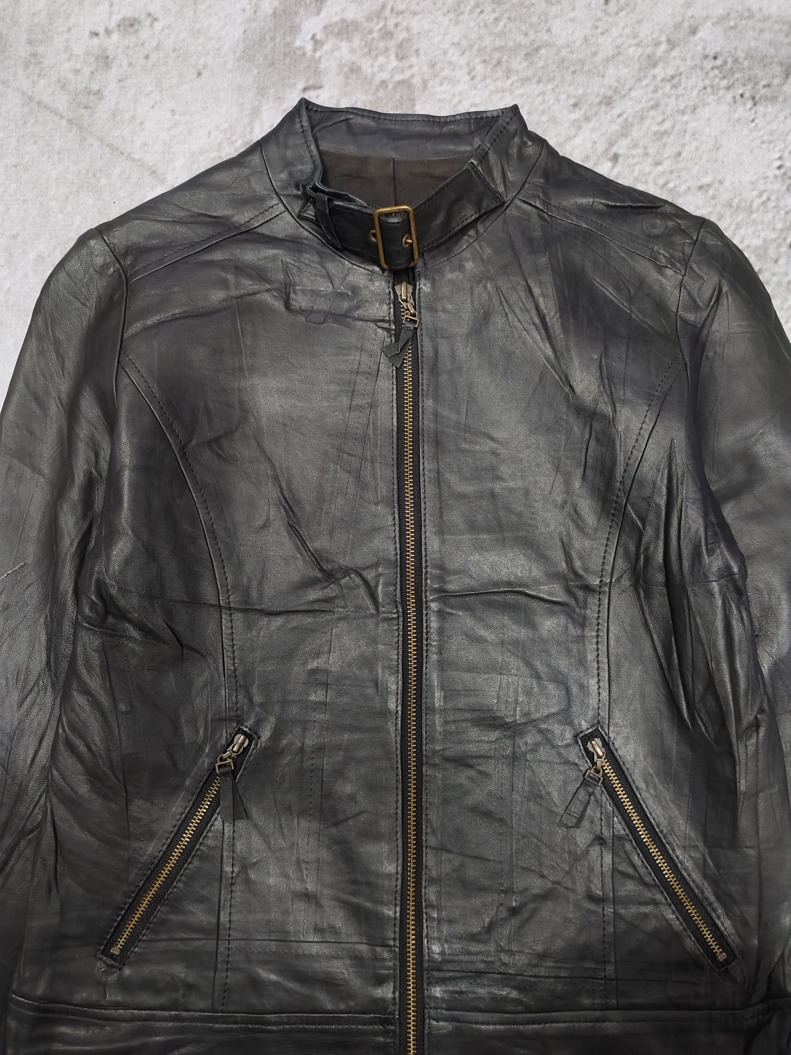 Japanese Brand 00s Carlife- Y2K Minimalist Sheepskin Leather Moto Jacket Size M / US 6-8 / IT 42-44 - 4 Thumbnail