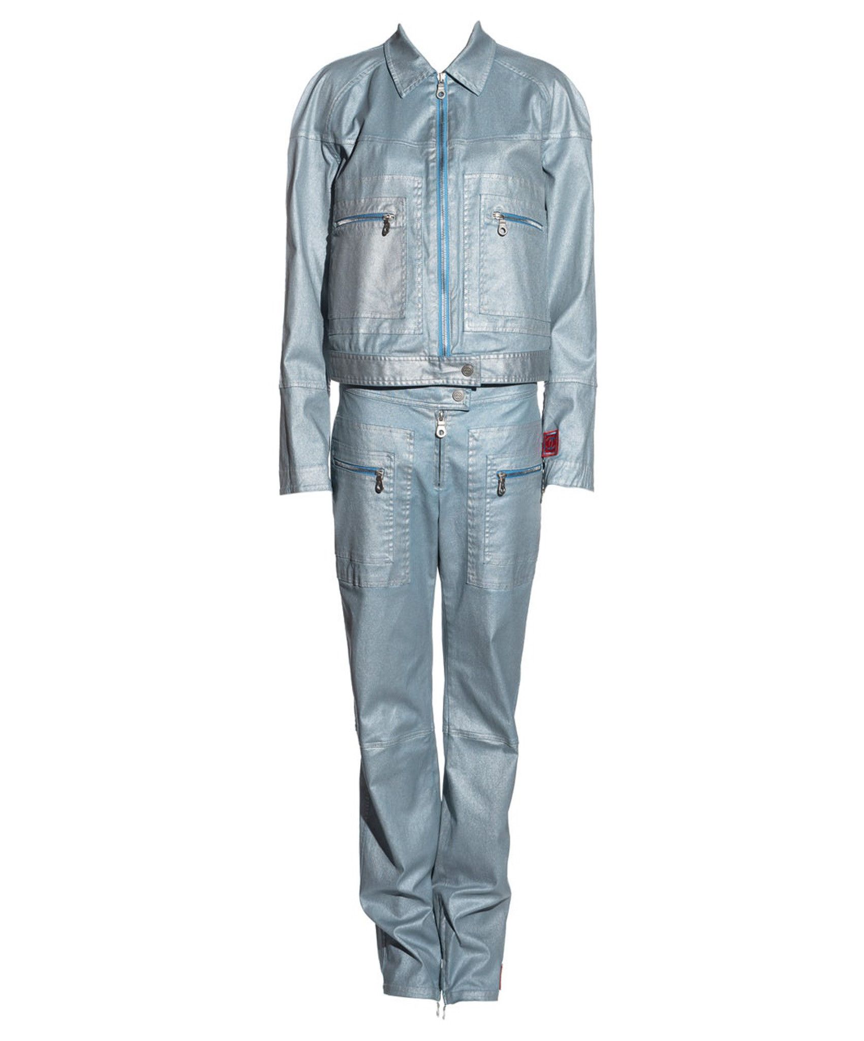 Chanel S/S 2002 CHANEL SPORT METALLIC COTTON SUIT BY KARL LAGERFELD Size S / US 4 / IT 40 - 1 Thumbnail