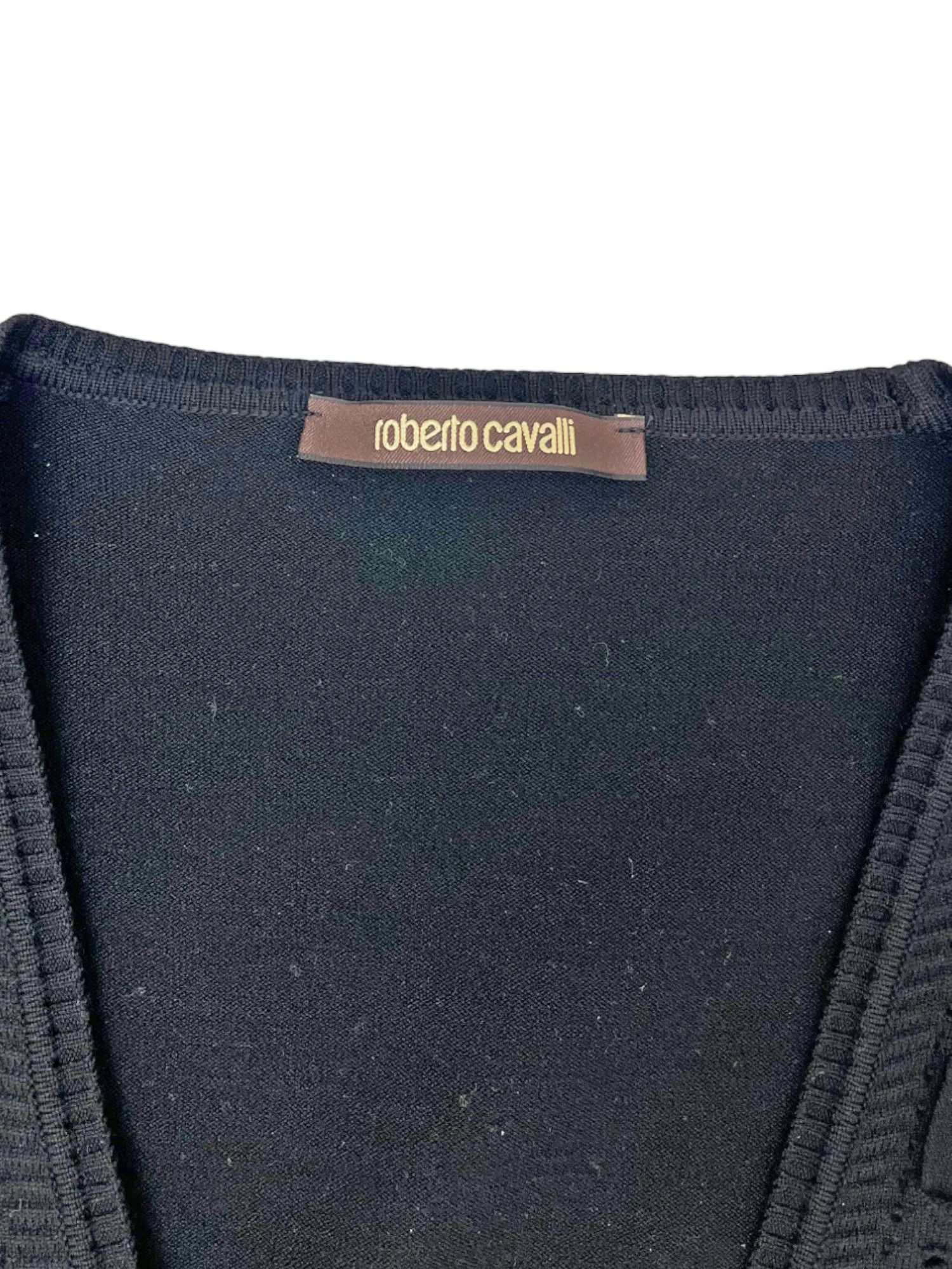 Roberto Cavalli F/W 2012 Black Cut-Out Wool Longsleeve Size S / US 4 / IT 40 - 9 Thumbnail