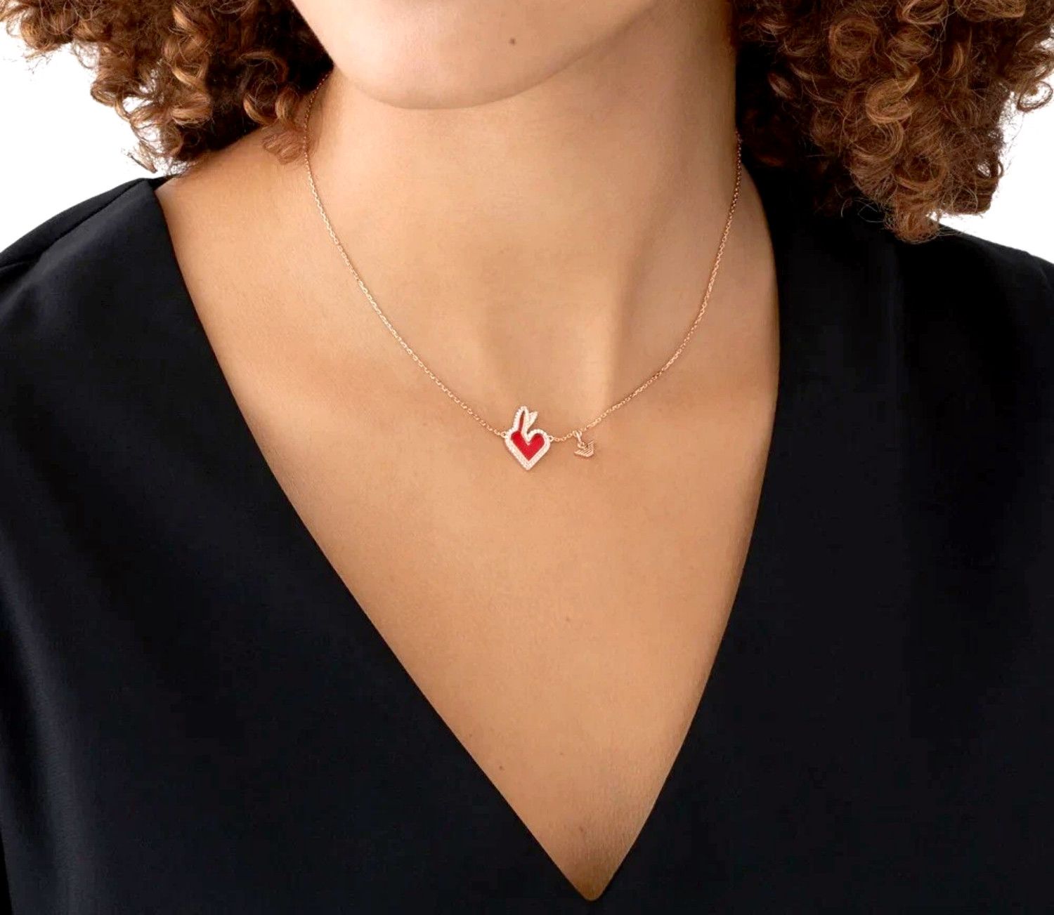 Emporio Armani Emporio Armani Red Rabbit Heart Lacquer Station Necklace Size ONE SIZE - 3 Thumbnail