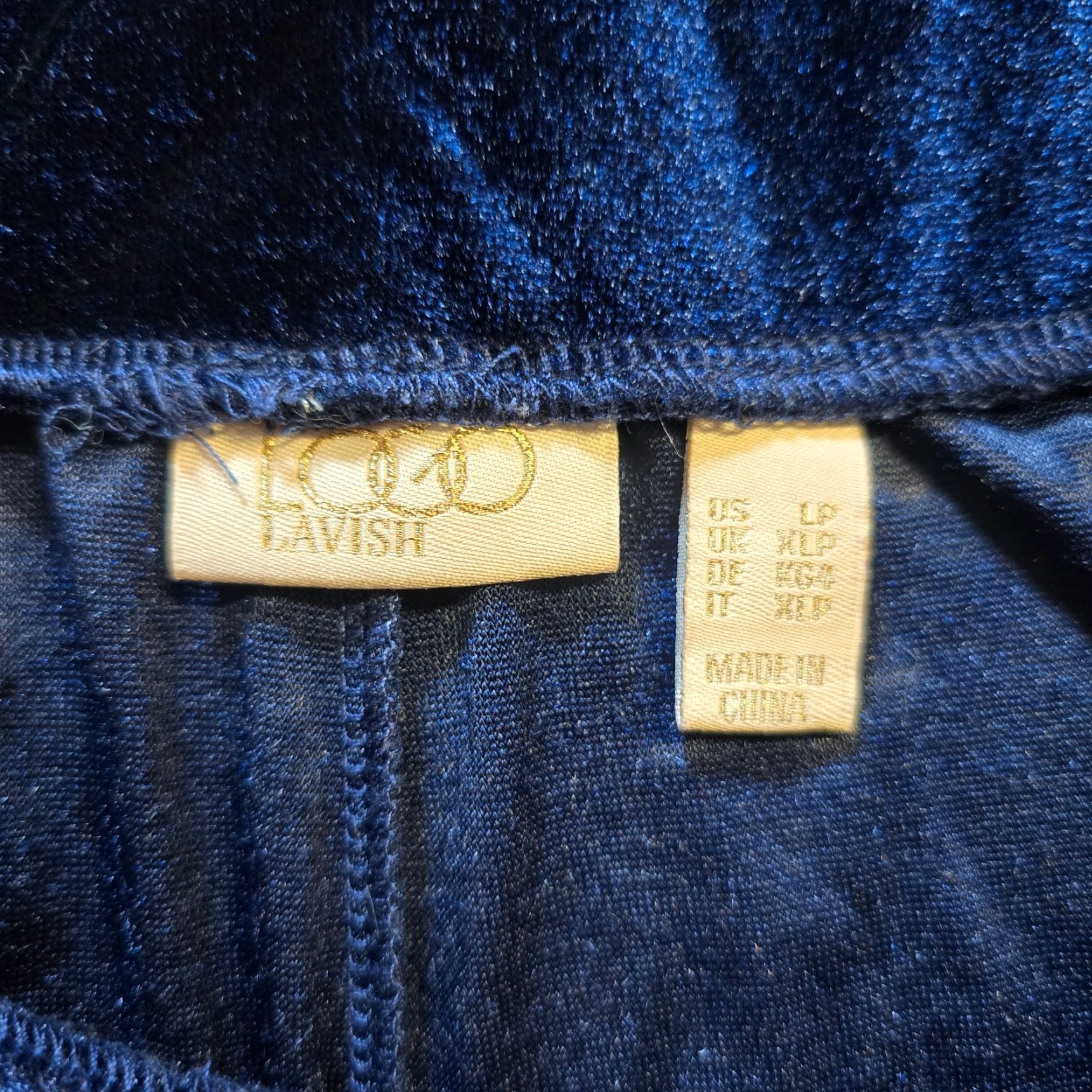 Vintage LOGO by Lori Goldstein Pants Womens Large Petite Blue Velour Sequins Crop Casual Sk imny? Size 36" / US 14 / IT 50 - 4 Thumbnail