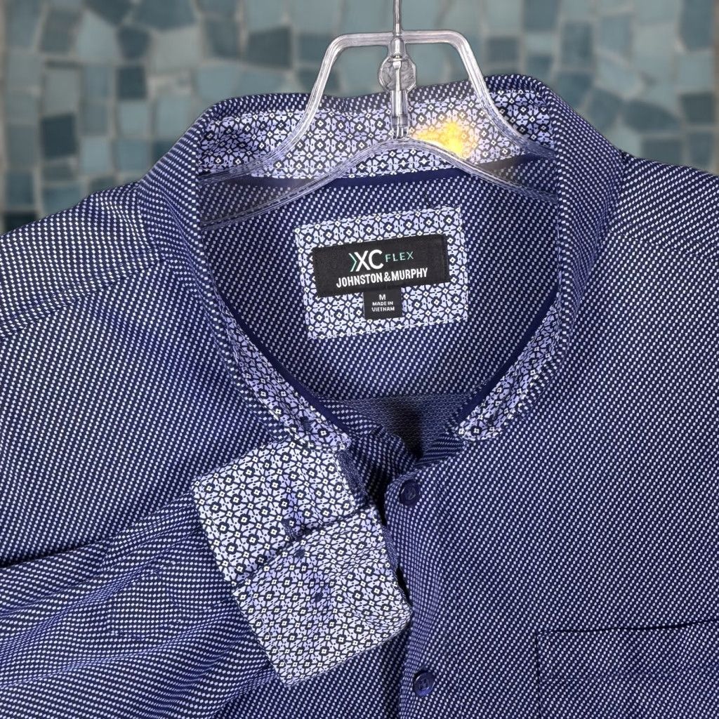 Johnston & Murphy Johnston & Murphy Shirt Men M XC Flex Stretch Preppy Flip Cuff Geometric Casual Size US M / EU 48-50 / 2 - 1 Thumbnail