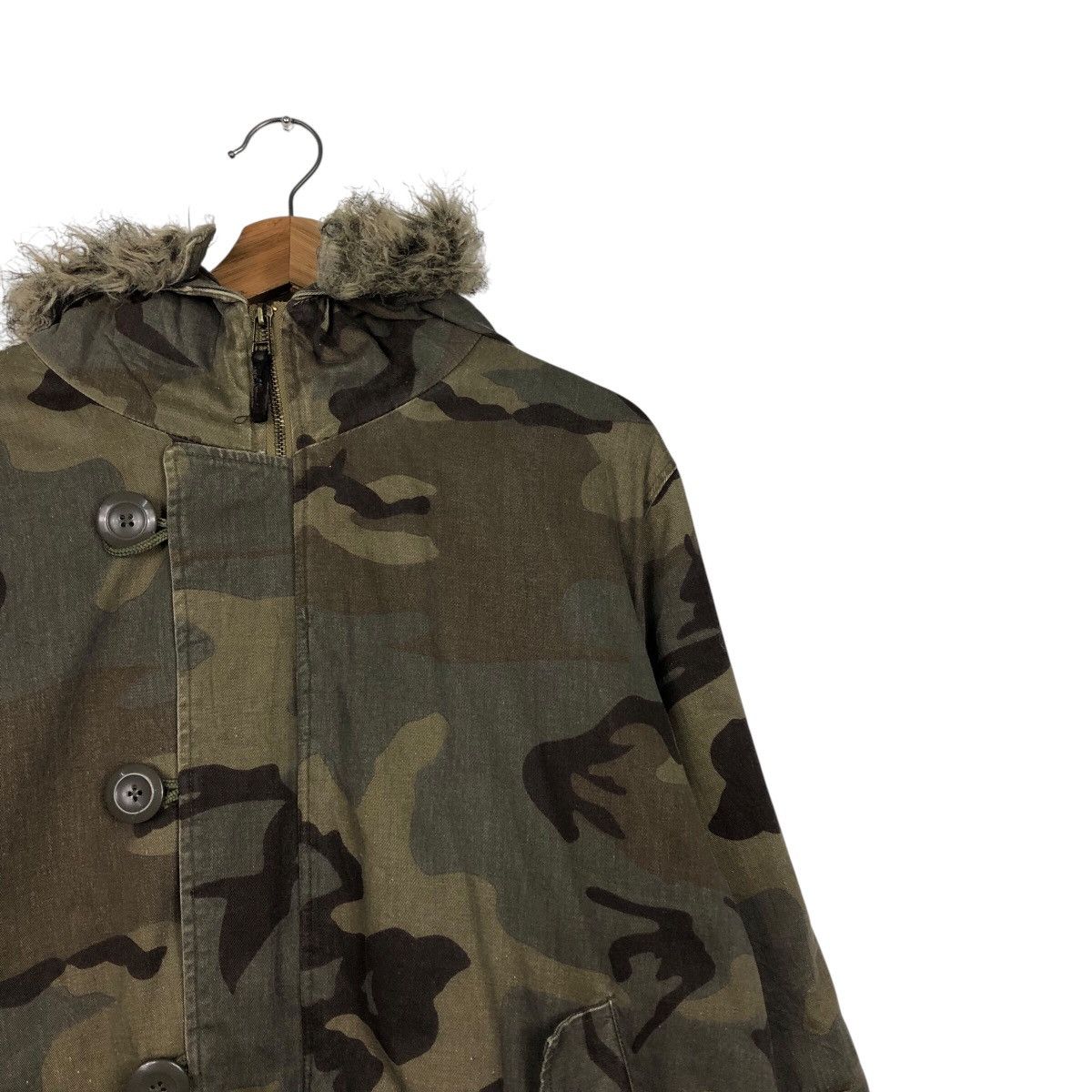 Japanese Brand 📌Vintage Bomber Jacket Camouflage Fur Hoodie Jinnee Size US L / EU 52-54 / 3 - 7 Thumbnail