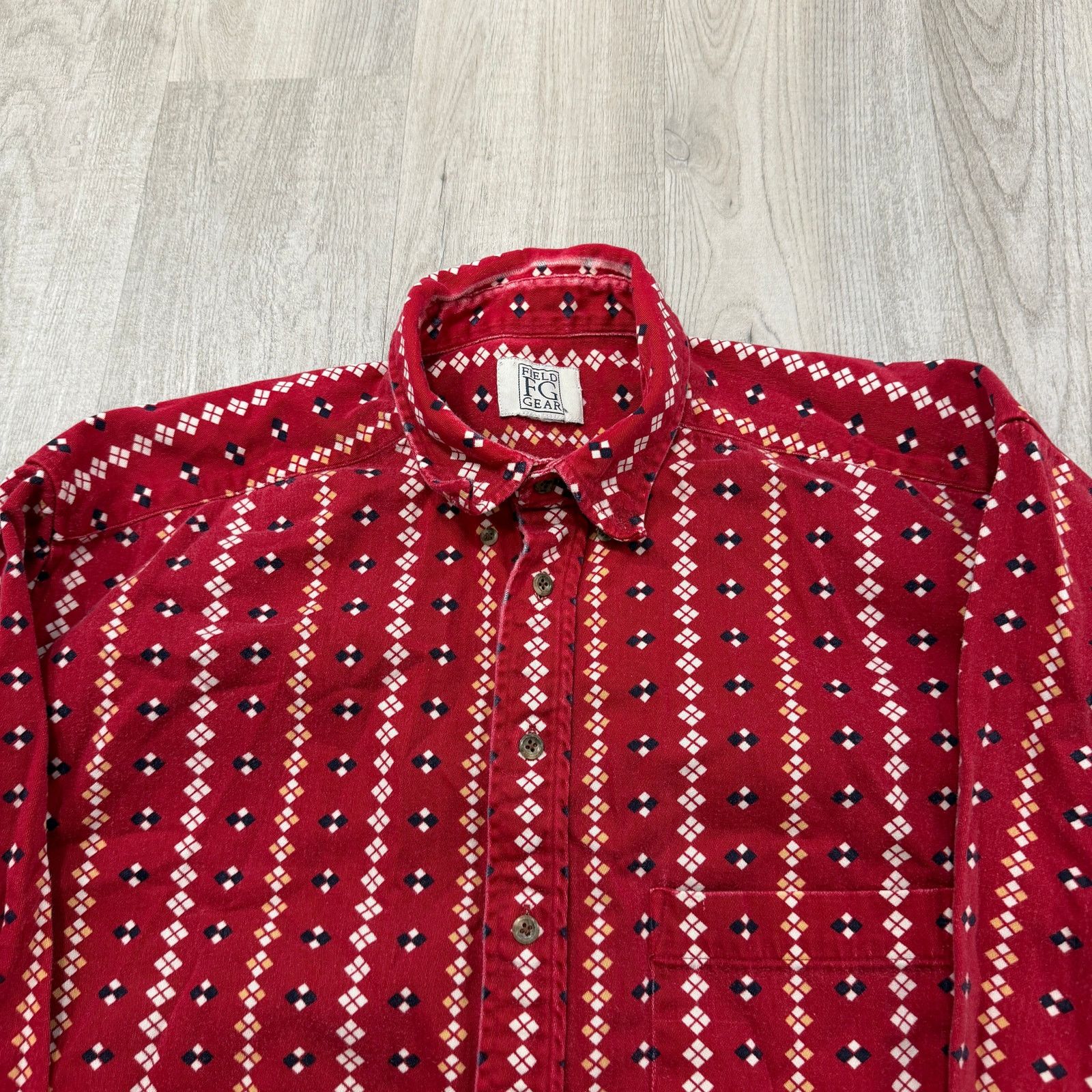 Vintage Vintage Field Gear Aztec Button Shirt Men's XL Red 90s Size US XL / EU 56 / 4 - 3 Thumbnail