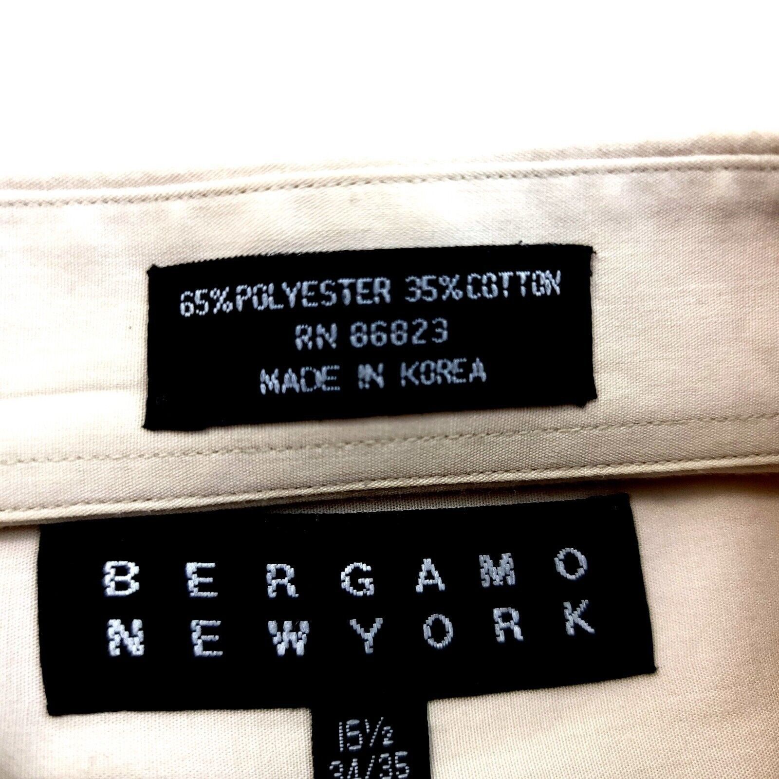 Bergamo New York Bergamo New York Tan Cream 15.5 34/35 Pocket Front Dress Shi Size US L / EU 52-54 / 3 - 8 Thumbnail