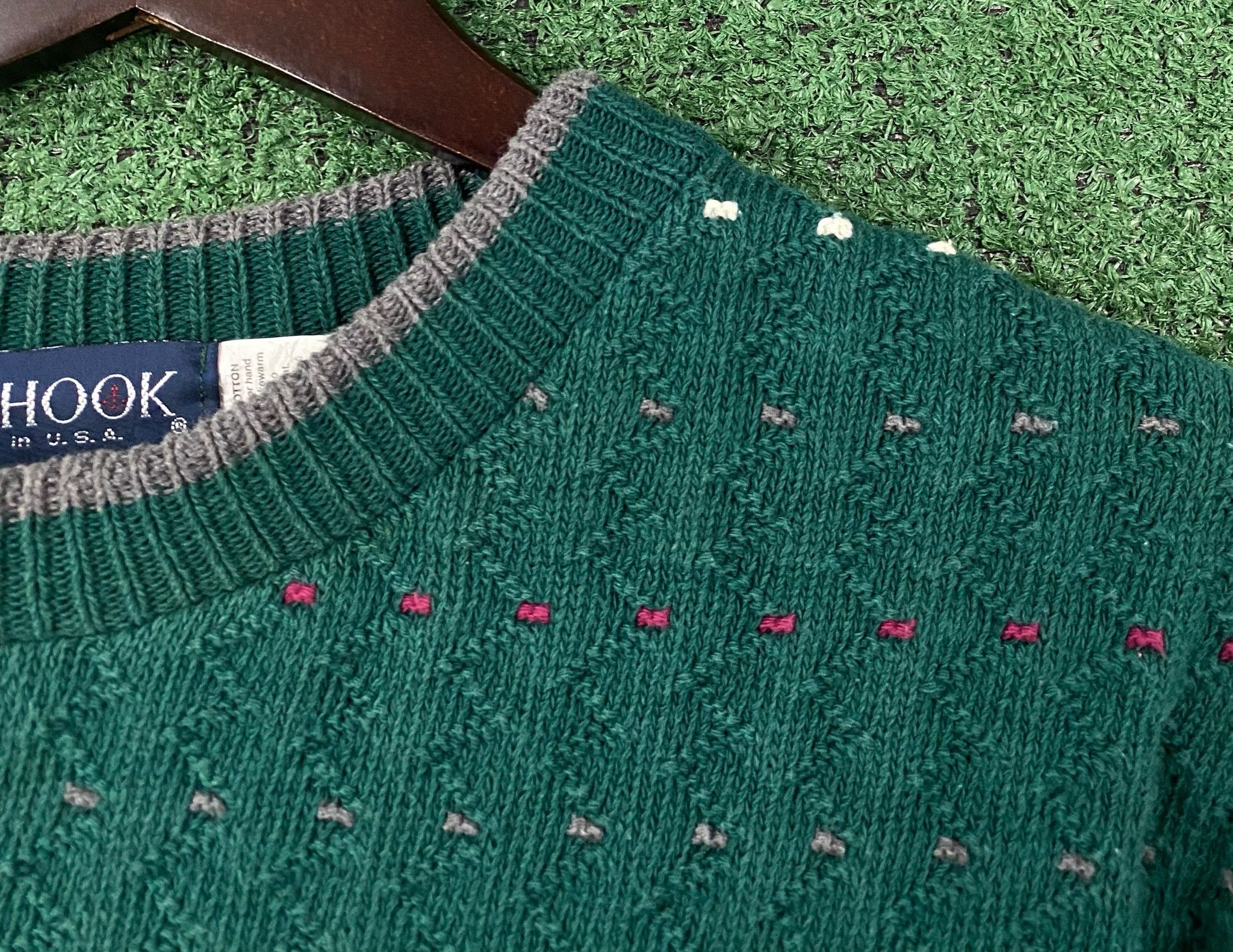 Other 90’s J G Hook Forest Green Patterned Cotton Sweater Larg Size US L / EU 52-54 / 3 - 4 Thumbnail