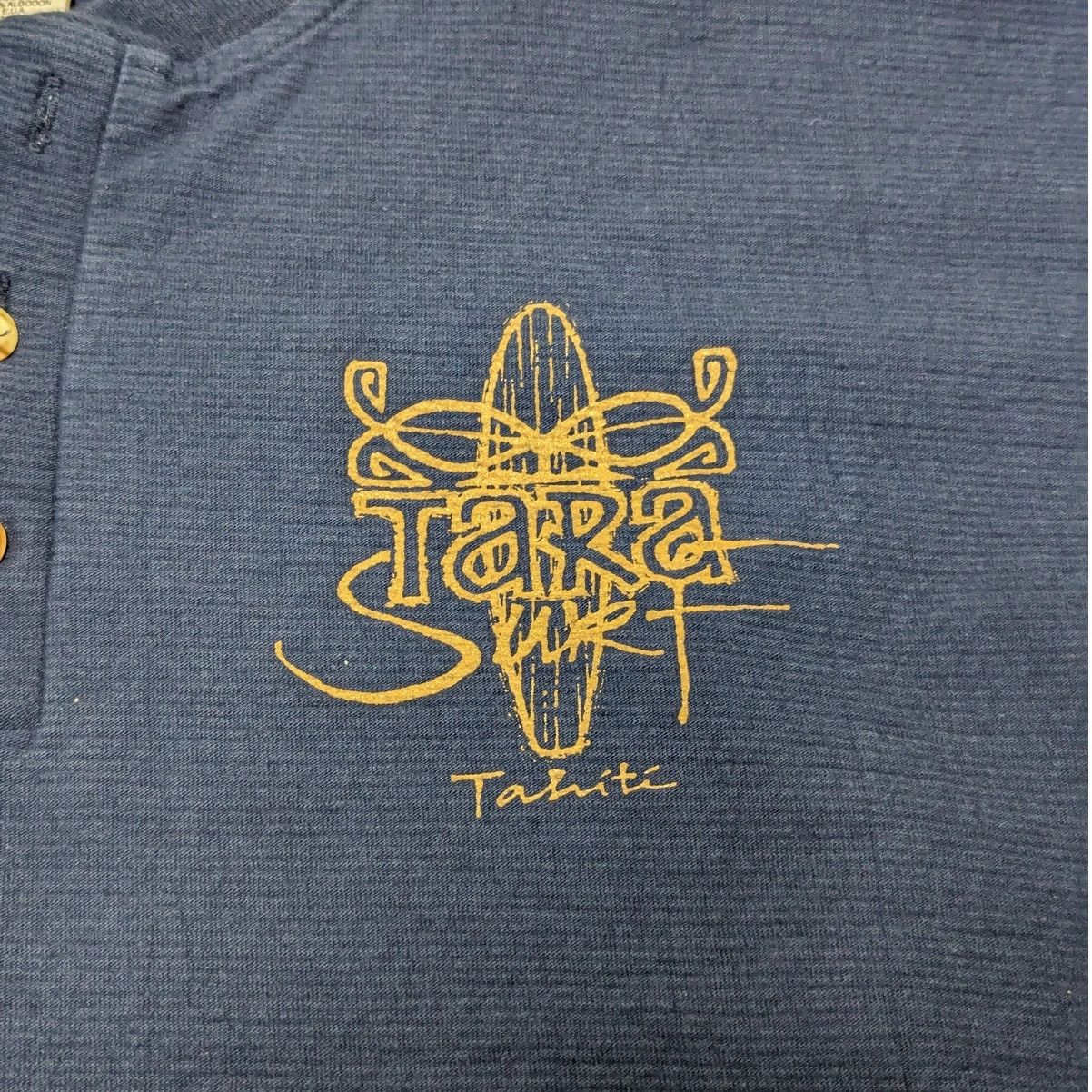Vintage Vintage Single Stitch Tahiti Surf Henley Tee Shirt Blue Top Size US XL / EU 56 / 4 - 4 Thumbnail