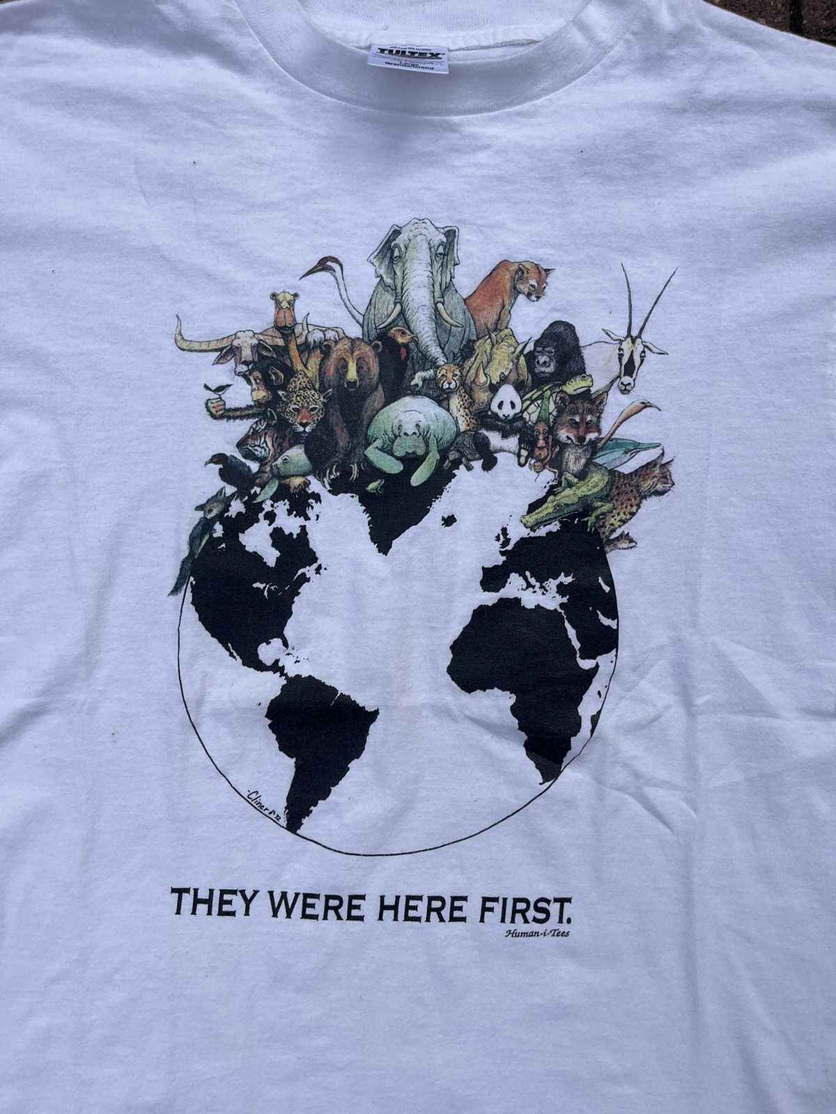 Japanese Brand × Vintage Vintage 1992 Human-i-tees Tshirt size Large Animal Rights Size US L / EU 52-54 / 3 - 3 Thumbnail