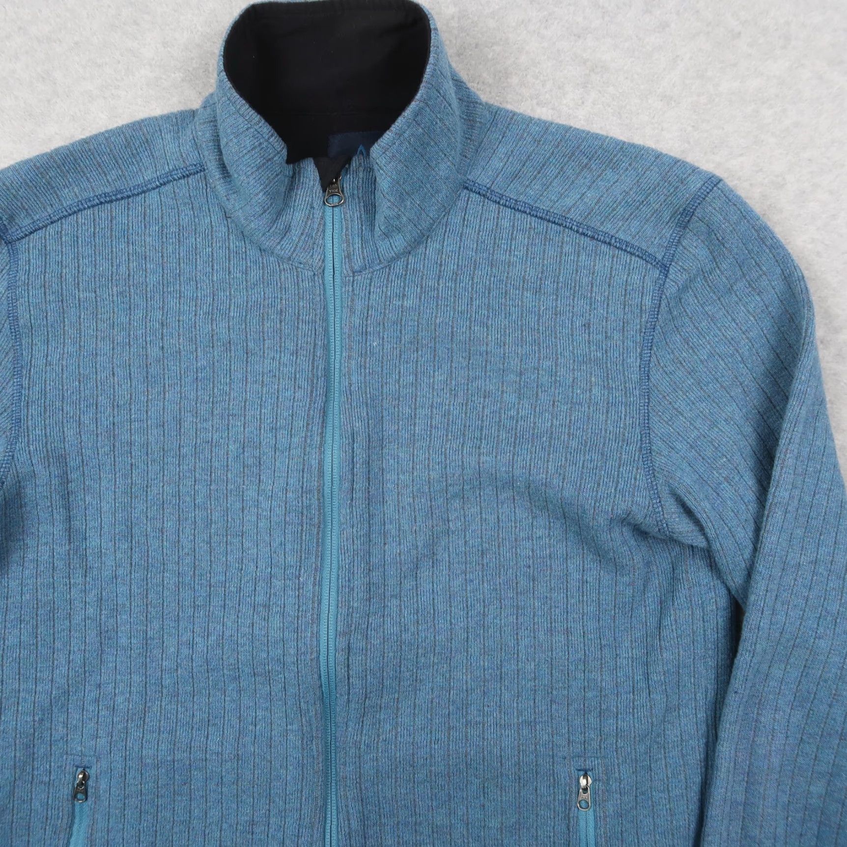 Prana prAna Sweater Jacket Mens M Blue Full Zip Wool Blend Ribbed Mock Size US M / EU 48-50 / 2 - 3 Thumbnail