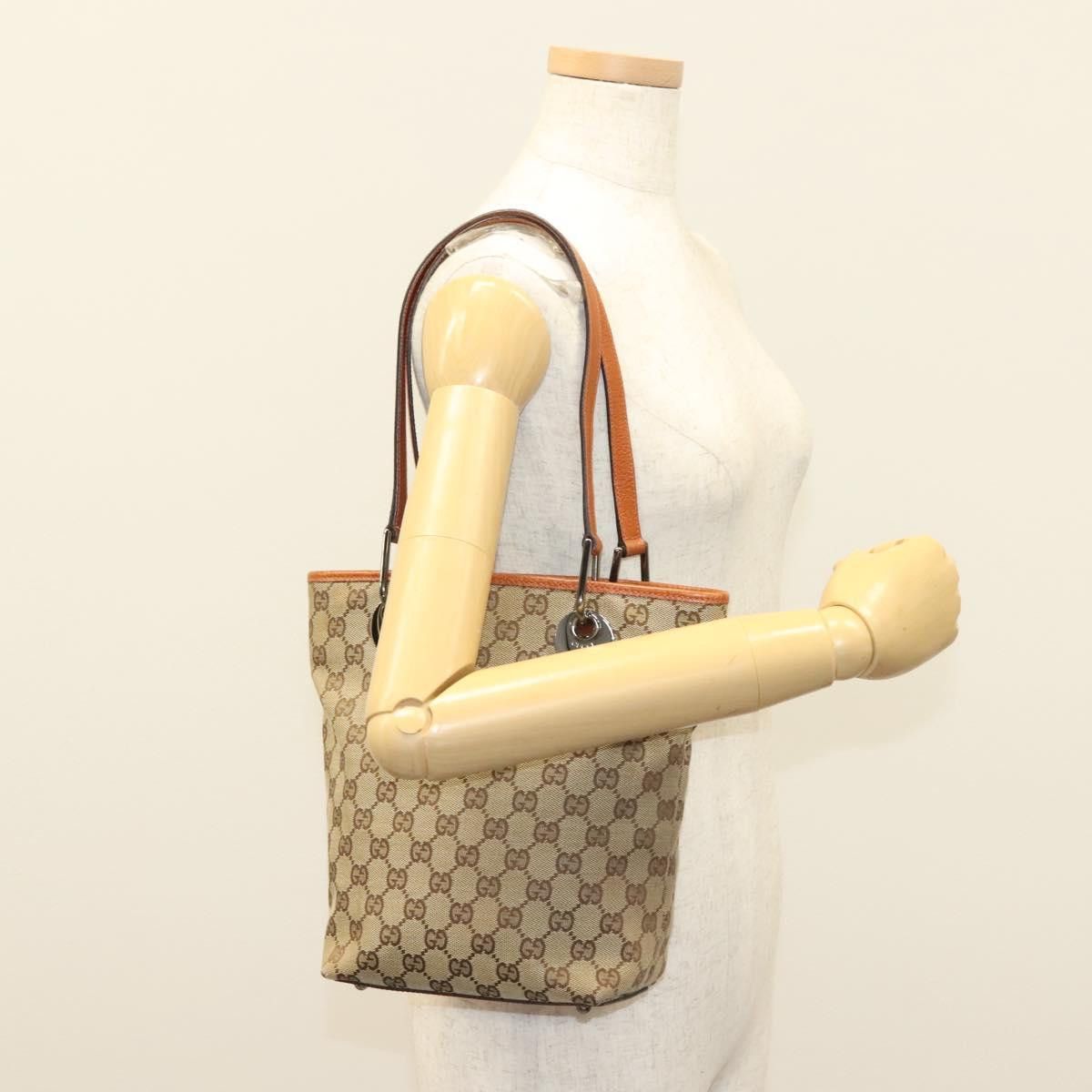 Gucci GUCCI GG Canvas Tote Bag Beige Silver Size ONE SIZE - 21 Thumbnail