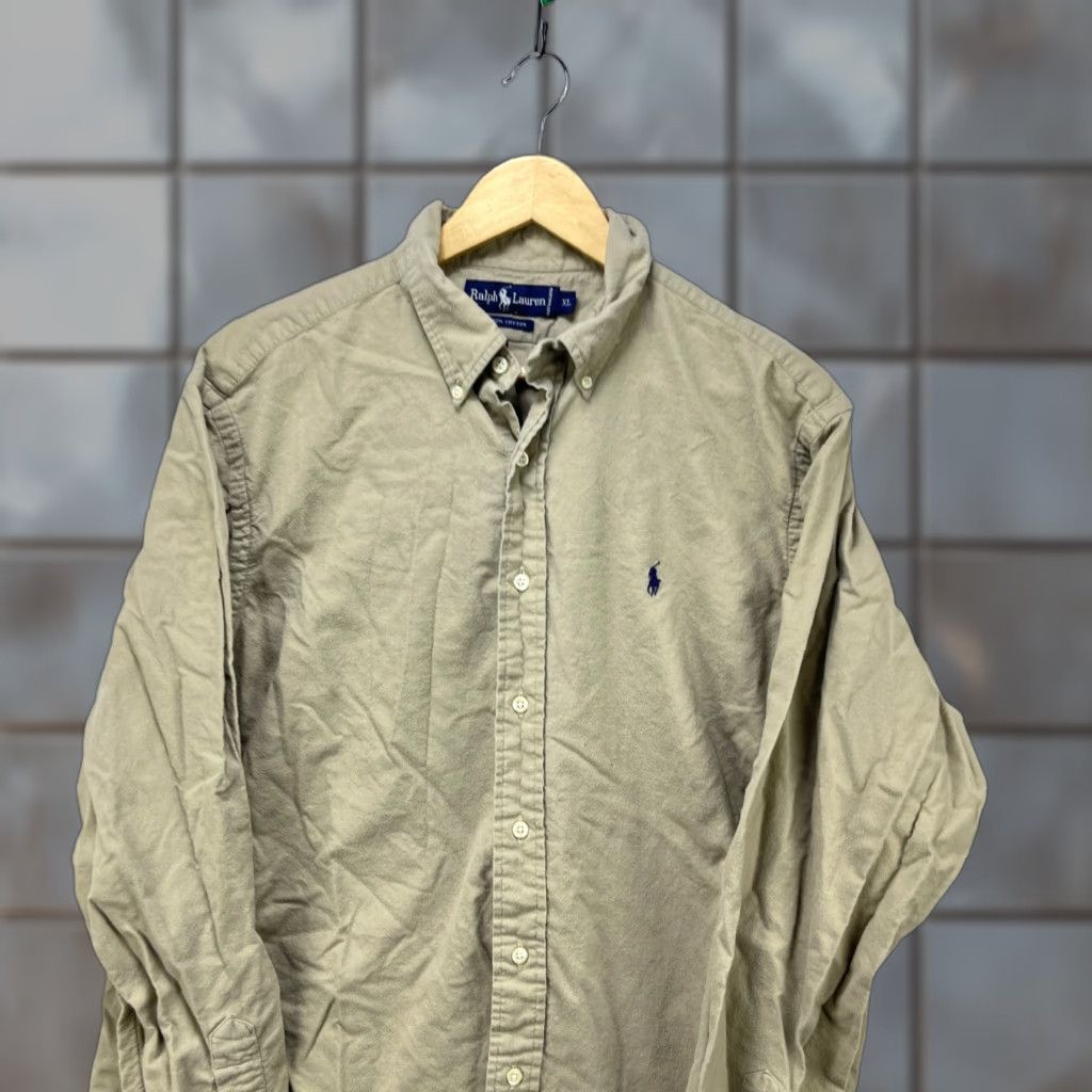 Polo Ralph Lauren VINTAGE Polo Ralph Lauren Button-Up Long Sleeve Shirt Beige XL 90s Corduroy Mens Pony Blake Size US XL / EU 56 / 4 - 1 Thumbnail