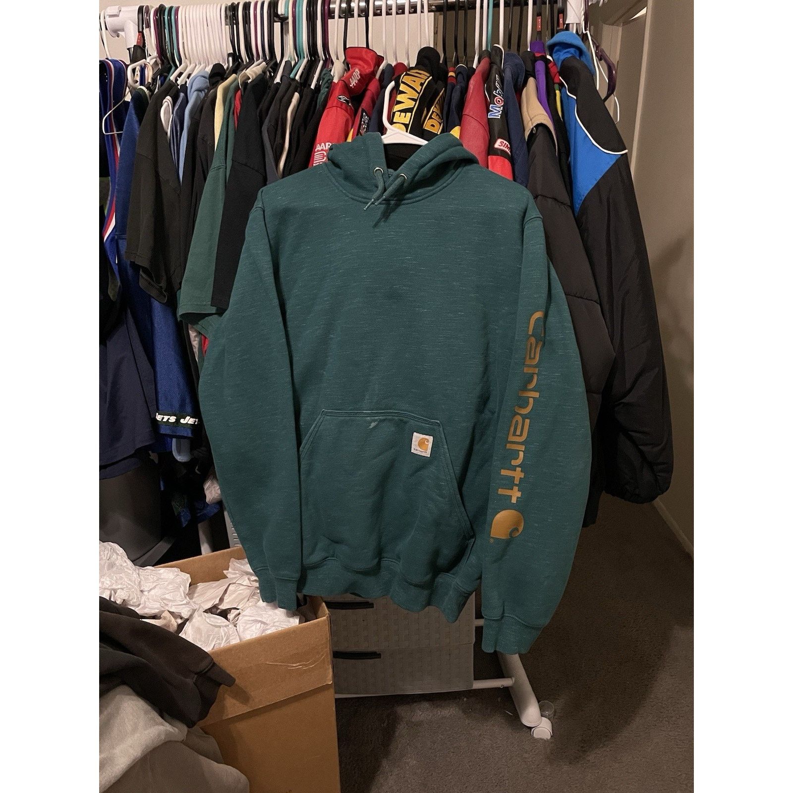 Carhartt Size S-Carhartt Loose Fit Midweight Logo Sleeve Hoodie Green Size US M / EU 48-50 / 2 - 1 Thumbnail