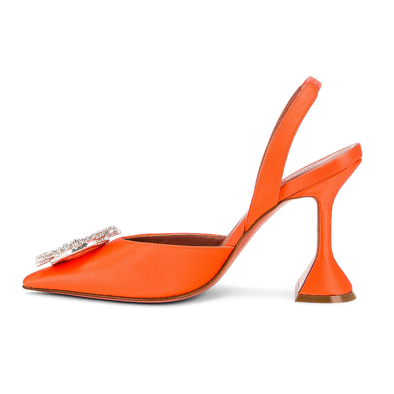 Amina Muaddi Amina Muaddi 95 Begum Sling Orange Satin Crystal Size US 6.5 / IT 36.5 - 12 Thumbnail