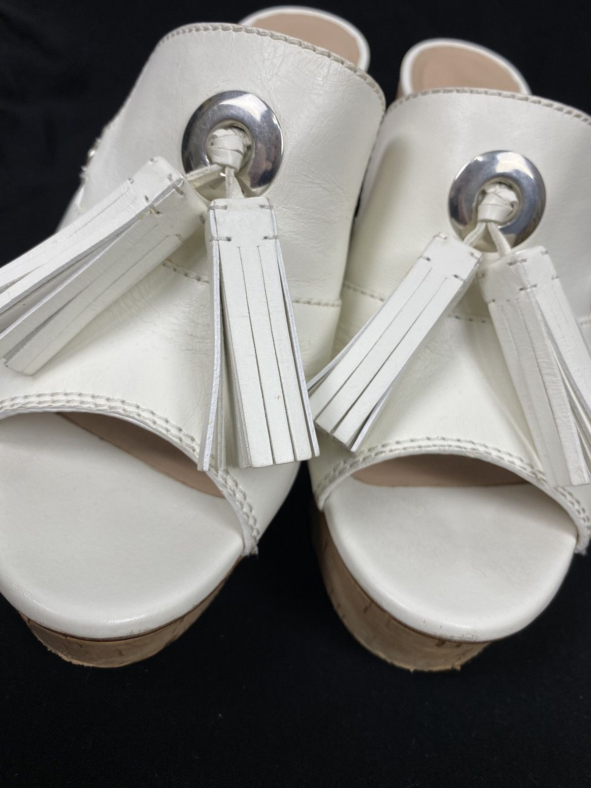 Casadei Casadei Leather Tassel Platform Slide Sandals size 39 Size US 9 / IT 39 - 6 Thumbnail