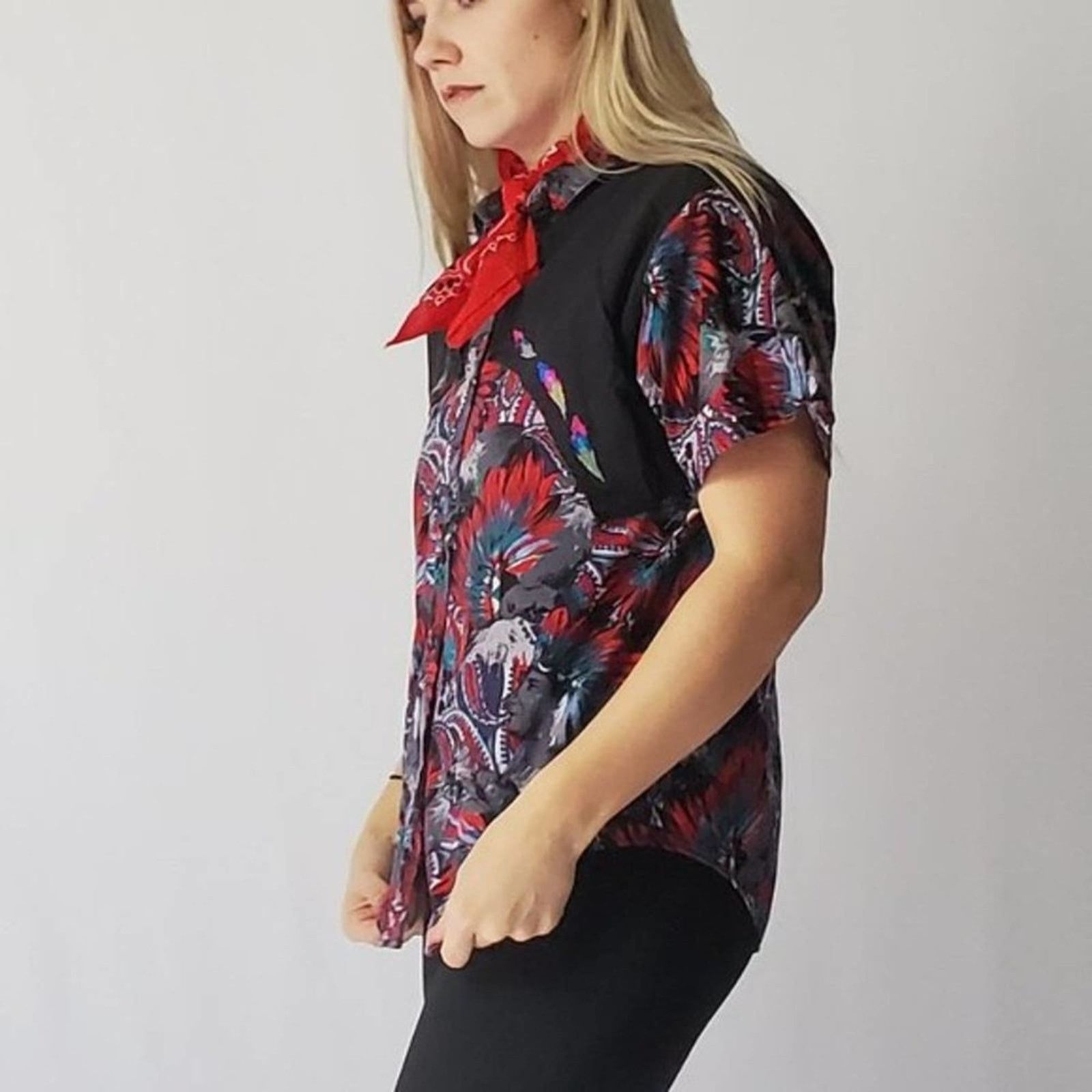 Vintage Vintage 90s Western Tribal Flyback Button Down Shirt - M Size M / US 6-8 / IT 42-44 - 5 Thumbnail