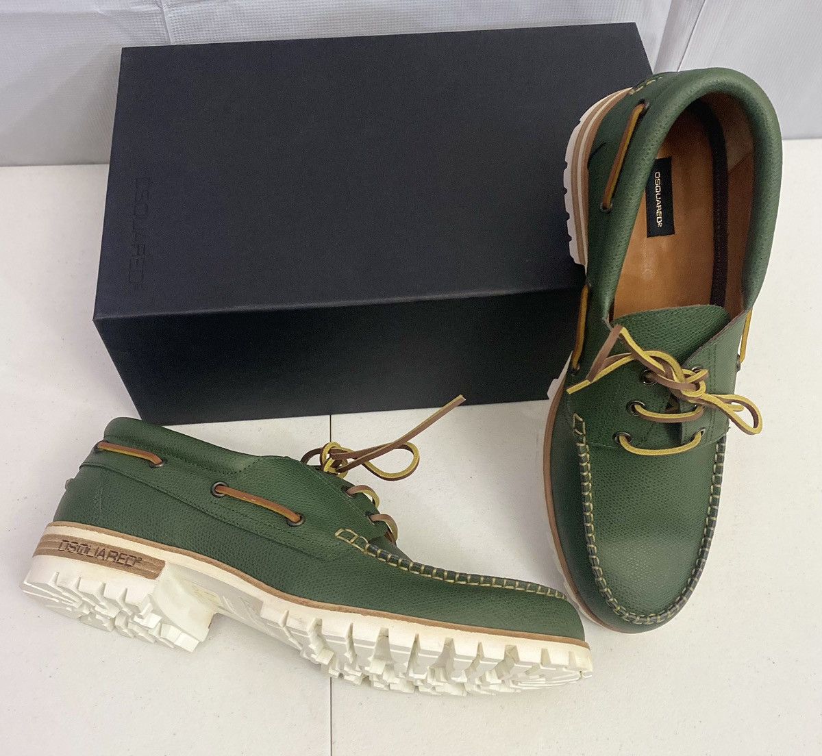 Dsquared2 Dsquared2 🇮🇹 Forest Green Leather Handmade Boat Shoes 9 NEW Size US 9 / EU 42 - 6 Thumbnail