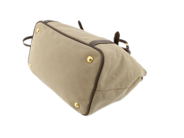 Prada Prada 2-Way Jacquard Canvas Leather Tan Shoulder Bag Size ONE SIZE - 6 Thumbnail