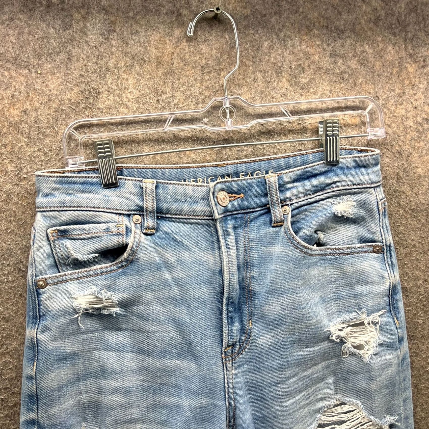 American Eagle Outfitters VINTAGE American Eagle Outfitters Jeans Womens 6 Blue Distressed Mom Stretch Denim Ripped Baggy 5-Pocket Design Size 28" / US 6 / IT 42 - 6 Thumbnail