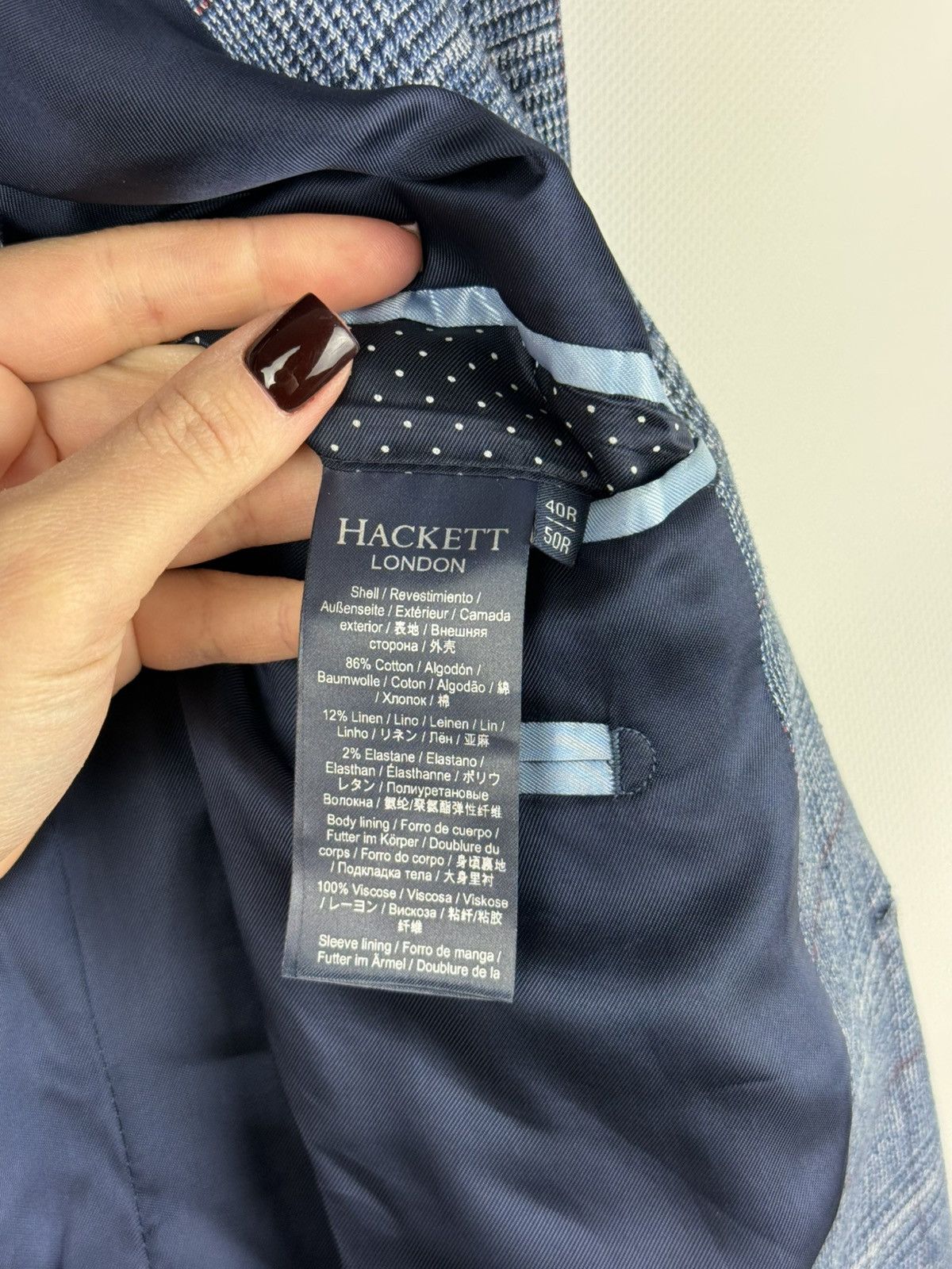 Hackett Hackett Cotton Linen Strch Pow CC Half Lined Blazer Jacket Size 40R - 20 Thumbnail