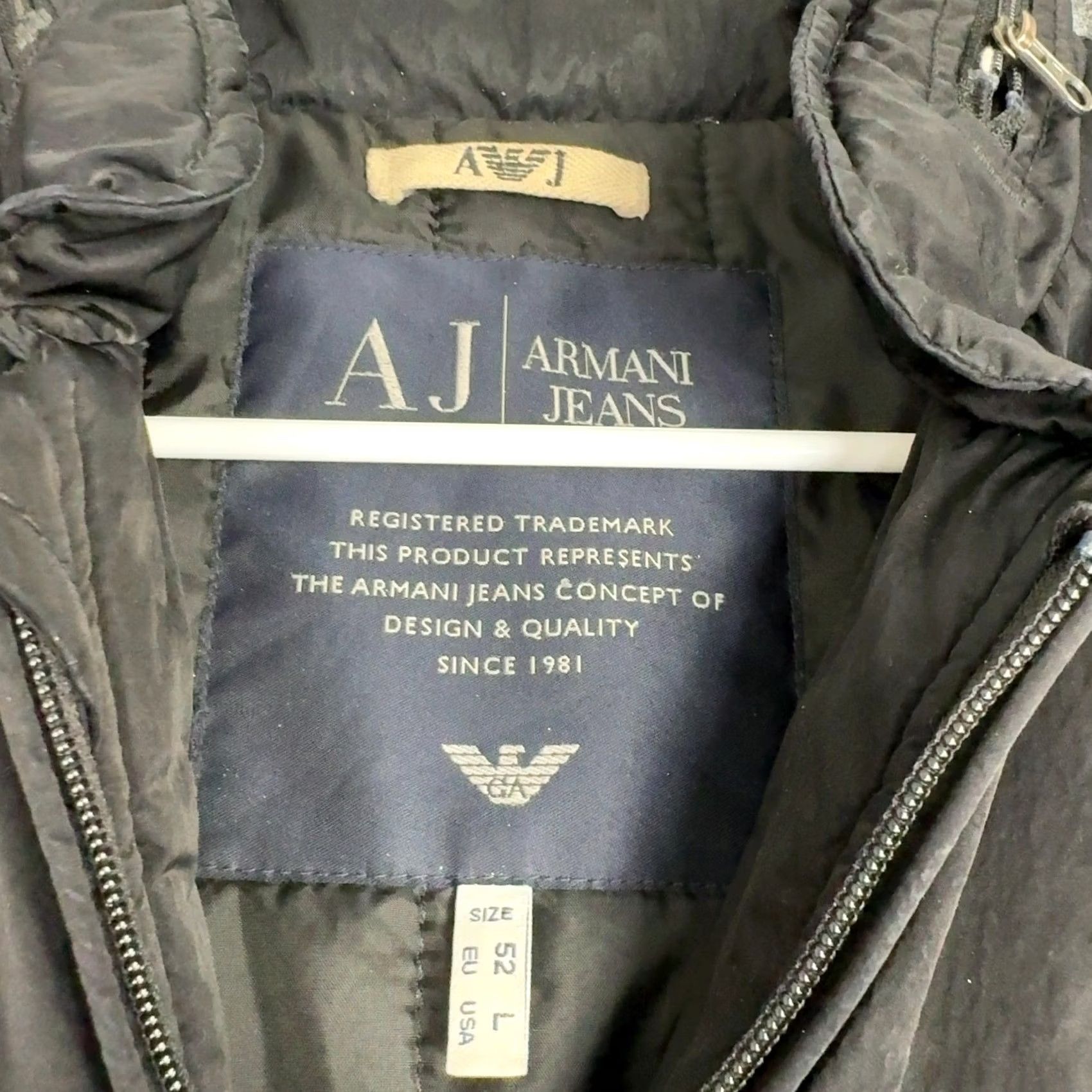 Vintage Armani Jeans Jacket Mens L Black Bomber Full Zip Lightweight Utility Techwear Size US 33 - 6 Thumbnail