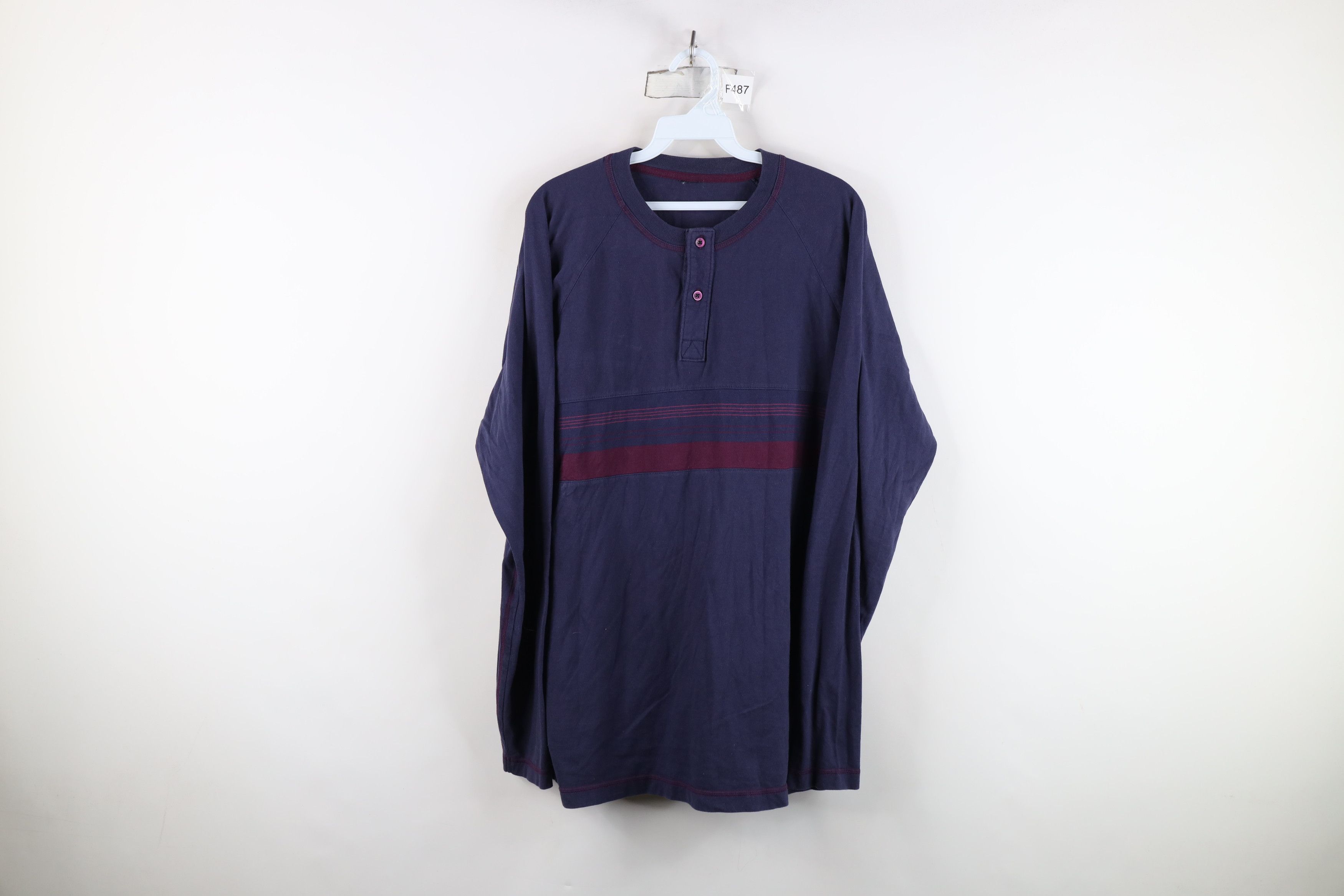 Vintage Vintage 90s Streetwear Block Long Sleeve Henley T-Shirt Size US XL / EU 56 / 4 - 1 Thumbnail