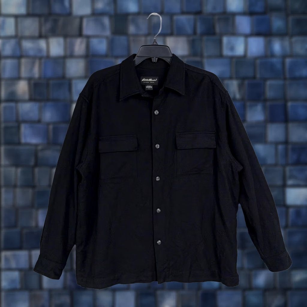 Eddie Bauer VINTAGE Eddie Bauer Shirt Mens Large Black Shacket Hunting Outdoor Workwear 90s Mens Size US L / EU 52-54 / 3 - 1 Thumbnail
