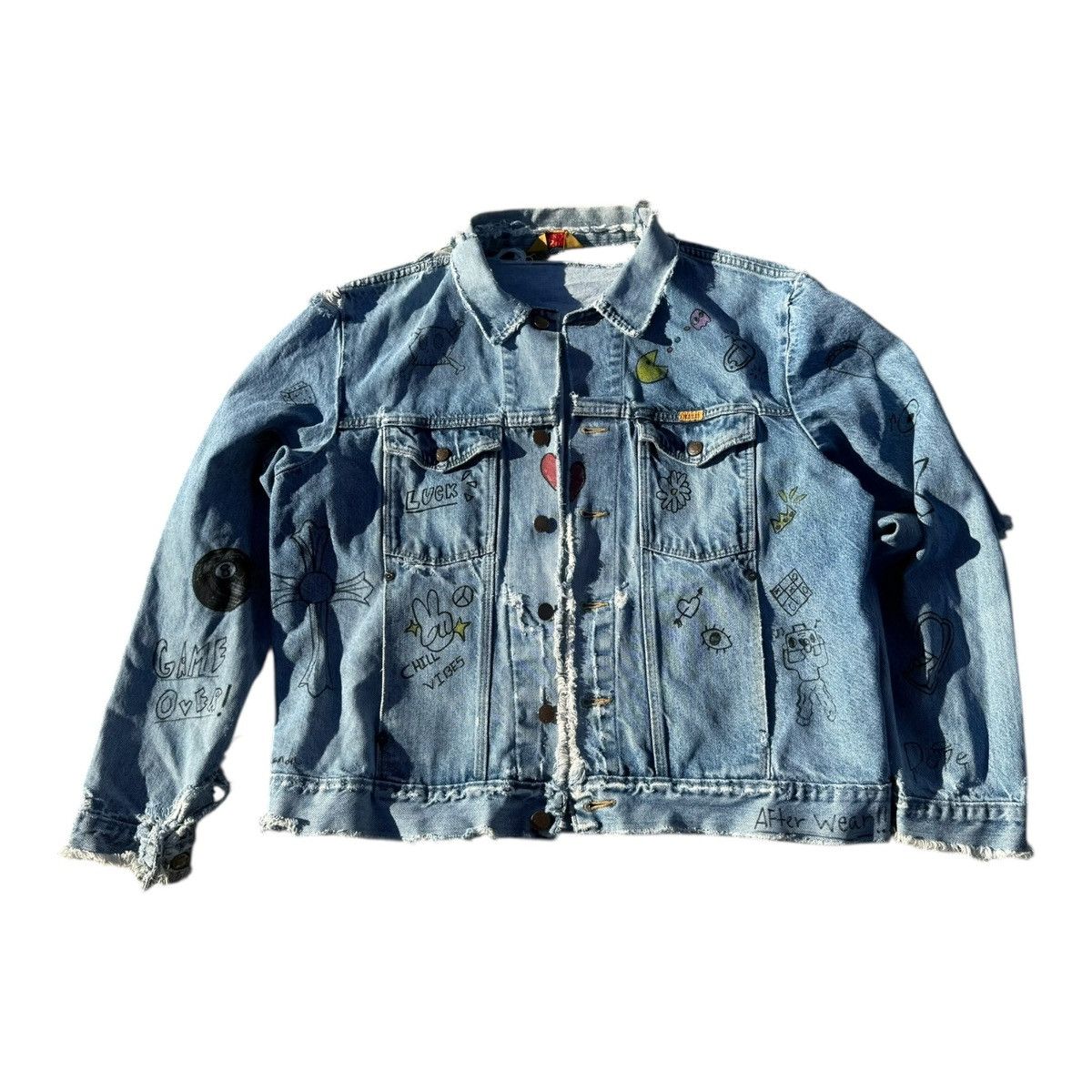 Rustler Rustler XL Custom Hand Painted Distressed Denim Jacket Size US XL / EU 56 / 4 - 1 Thumbnail