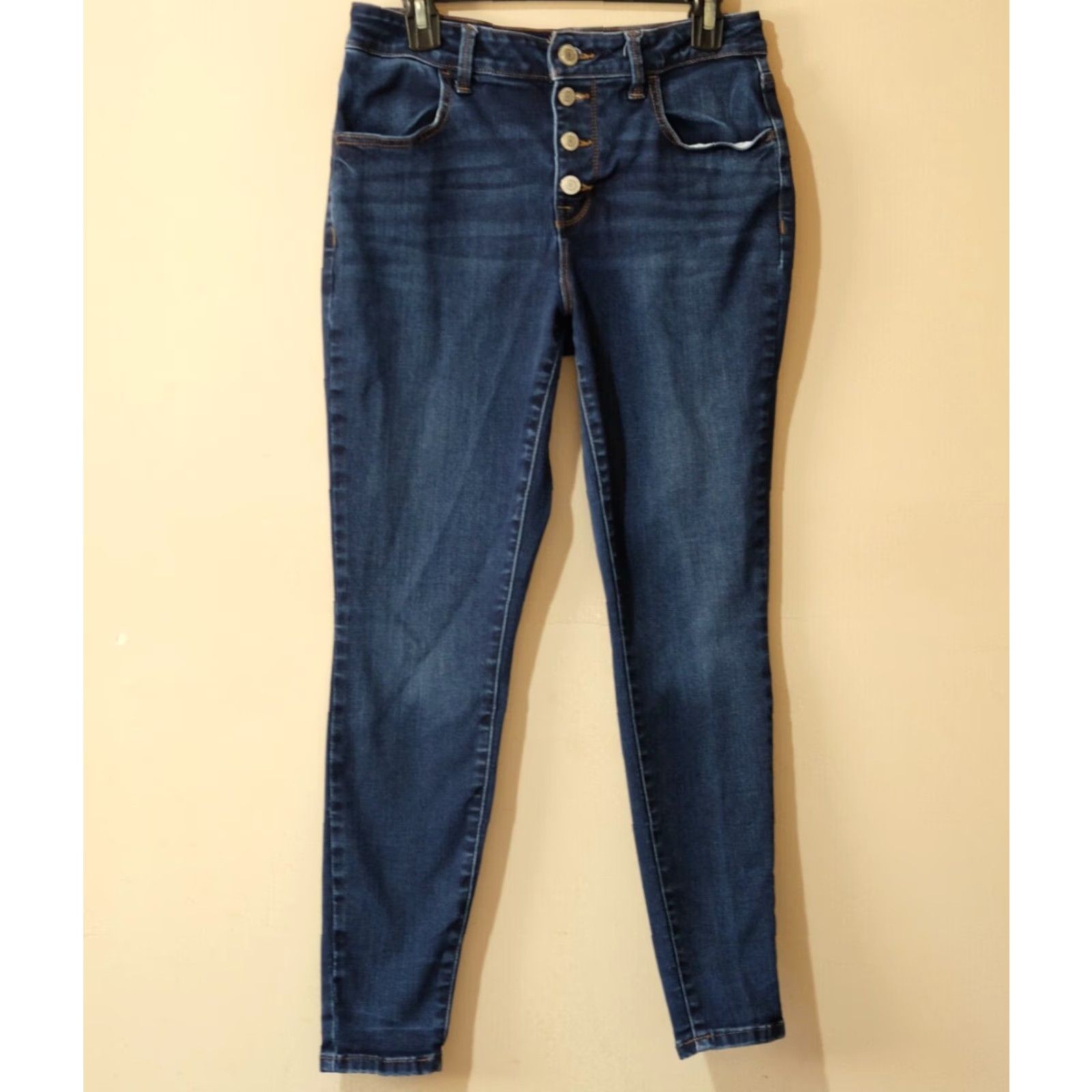 Vintage Maurices Jeans Denim Stretch Button Fly Women's M Short #H36-34 Slim Mid Rise Blue 29 in Inseam 27 in Ankle Stretch Women's Jeans Size 29" - 2 Thumbnail