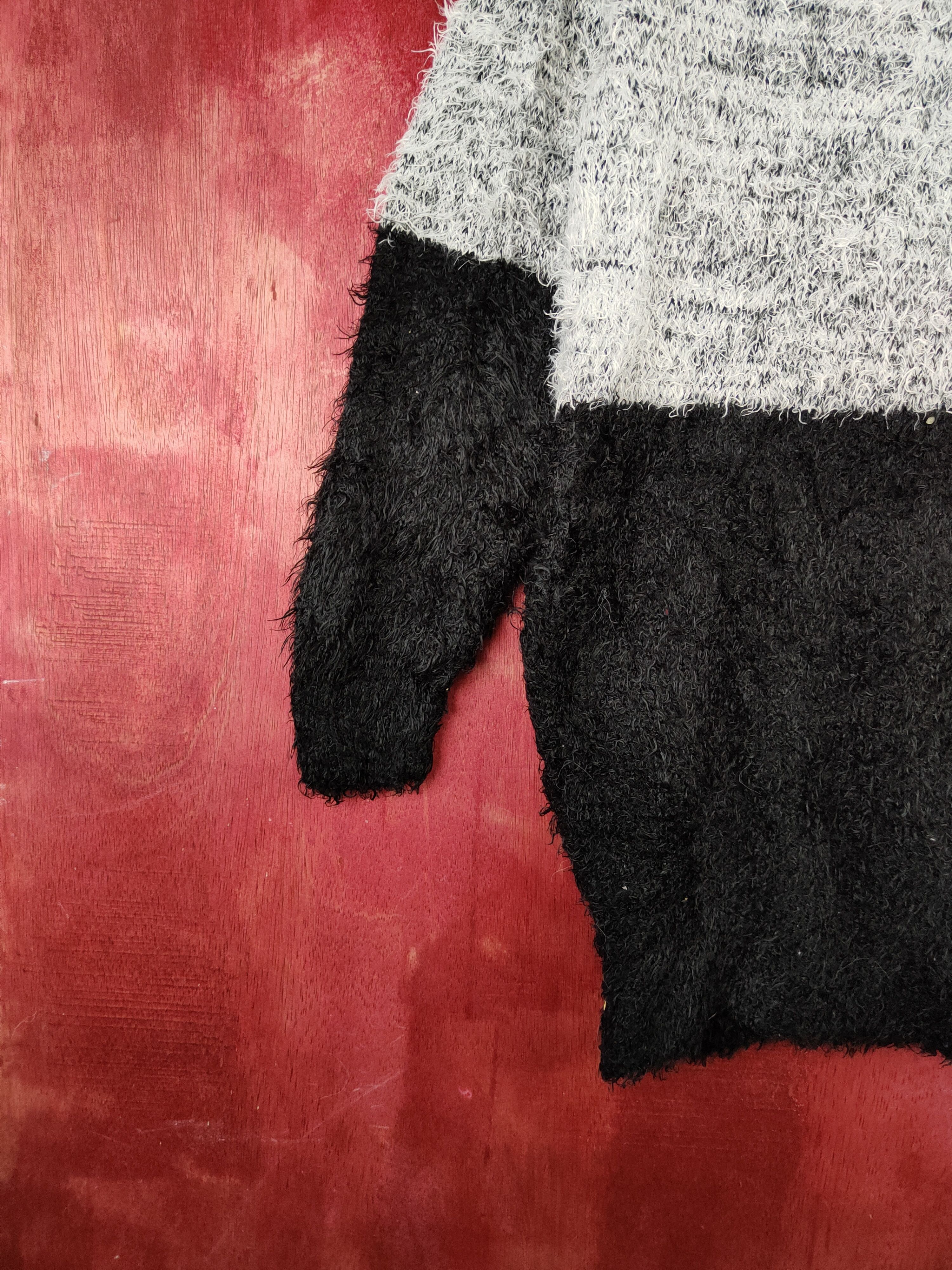Homespun Knitwear × Japanese Brand Sureve Black White Shag Shaggy Fur Mohair Knitwear #S2024 Size L / US 10 / IT 46 - 4 Thumbnail