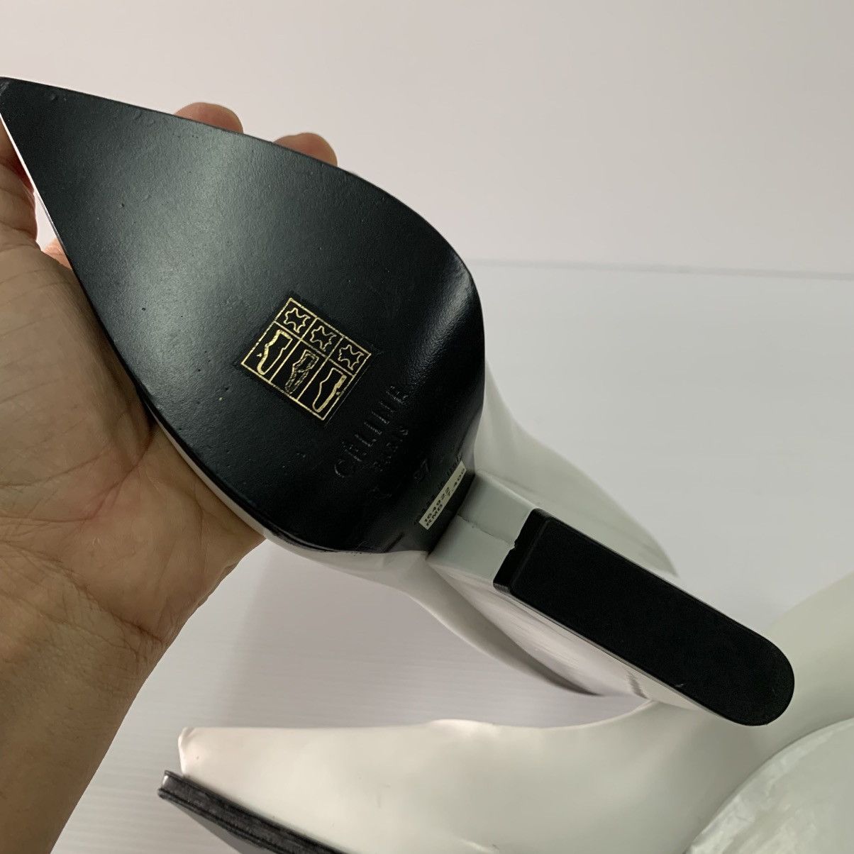 Celine Celine Leather White Wedges Shoes Size US 7 / IT 37 - 8 Thumbnail
