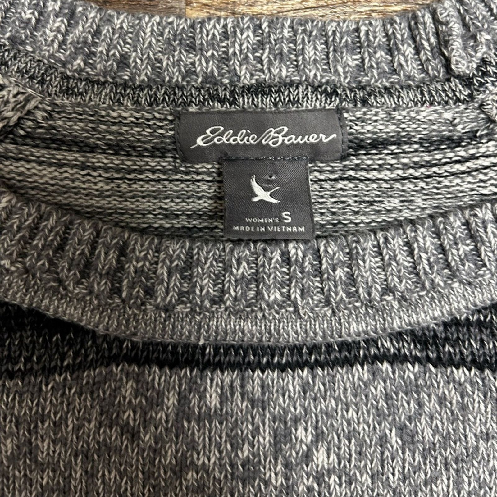 Eddie Bauer Eddie Bauer Black White and Grey Striped Knit Sweater Small Size M / US 6-8 / IT 42-44 - 4 Thumbnail