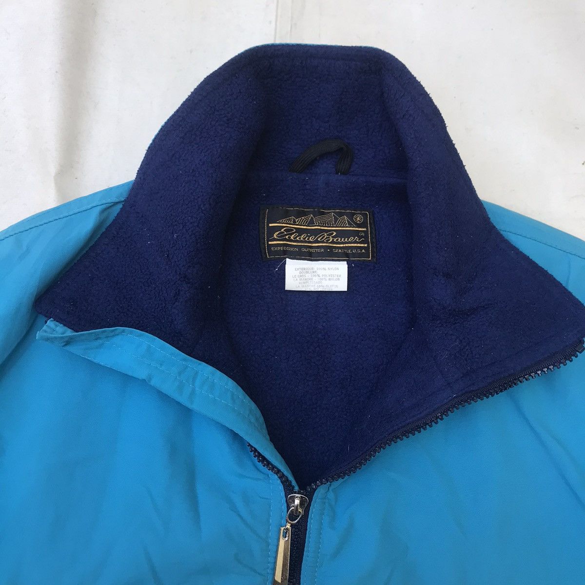 90s Eddie Bauer Polar Fleece lined Bomber jacket teal USA