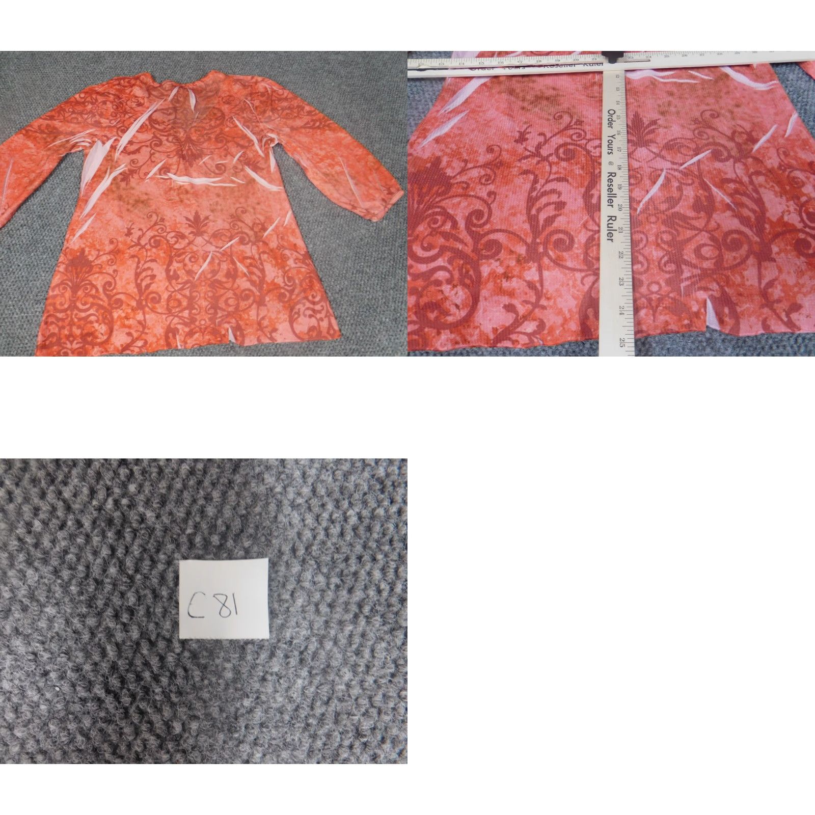 Vintage Jane Ashley Blouse Women L Peach Floral V-Neck Pullover Stretch Top Casual Long Sleeve Ruffle Polyester Rayon Orange Size L / US 10 / IT 46 - 8 Thumbnail
