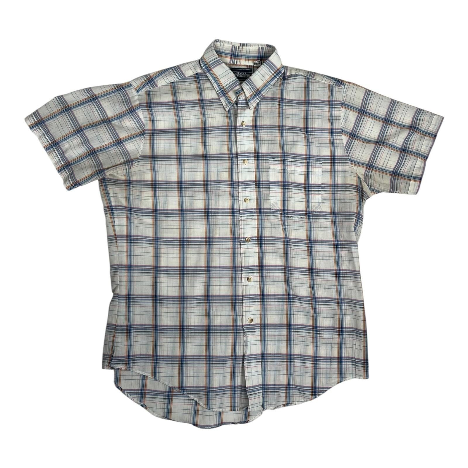 Other Vintage Mervyns Shirt Mens Large Blue Plaid Short Sleeve But Size US L / EU 52-54 / 3 - 1 Thumbnail