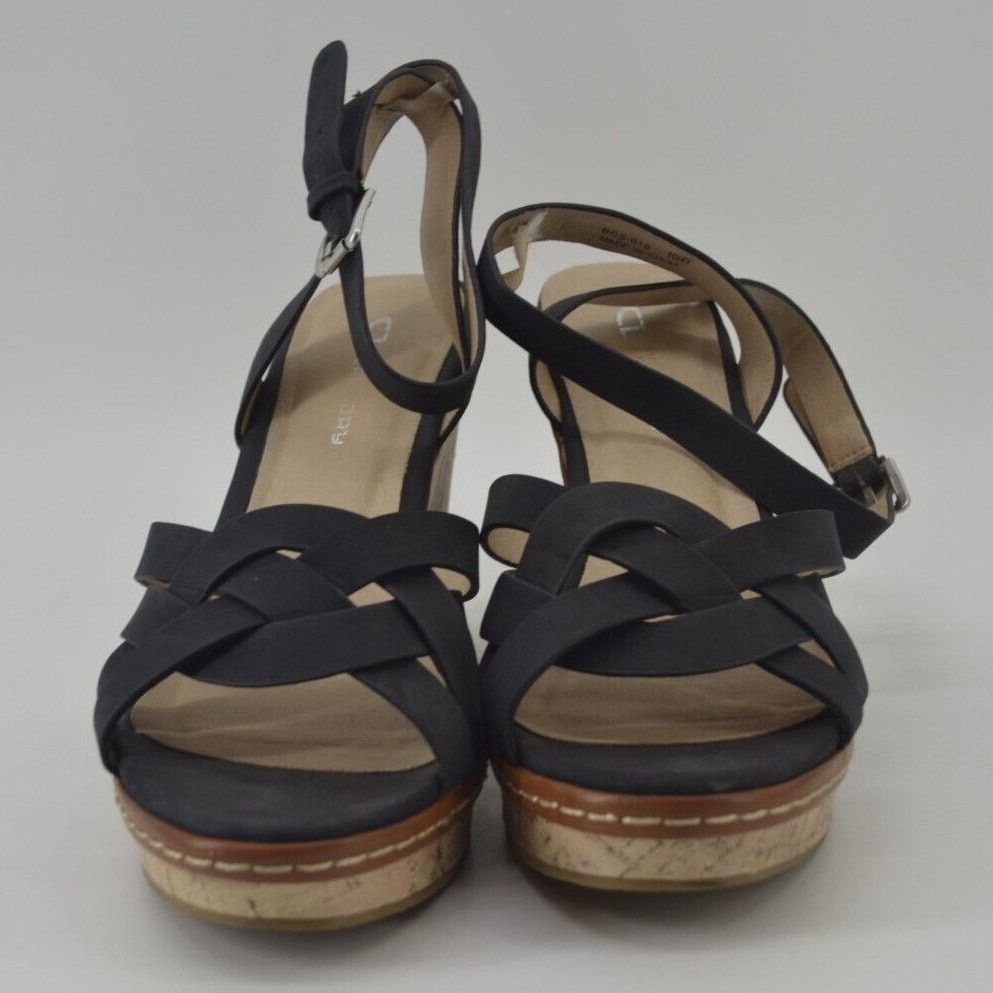 Other CL Laundry Womens Size 10 Black Faux Leather Open Strappy Size US 10 / IT 40 - 3 Thumbnail