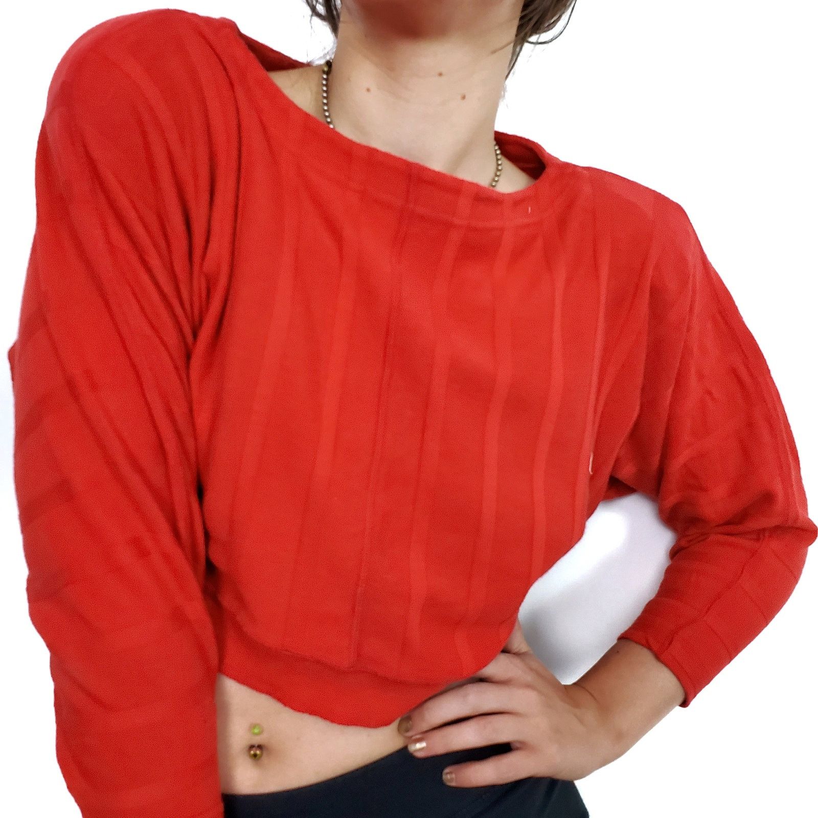 Other Vintage Lizwear Red Cotton Crop Top Long Sleeve Shirt M Size M / US 6-8 / IT 42-44 - 1 Thumbnail