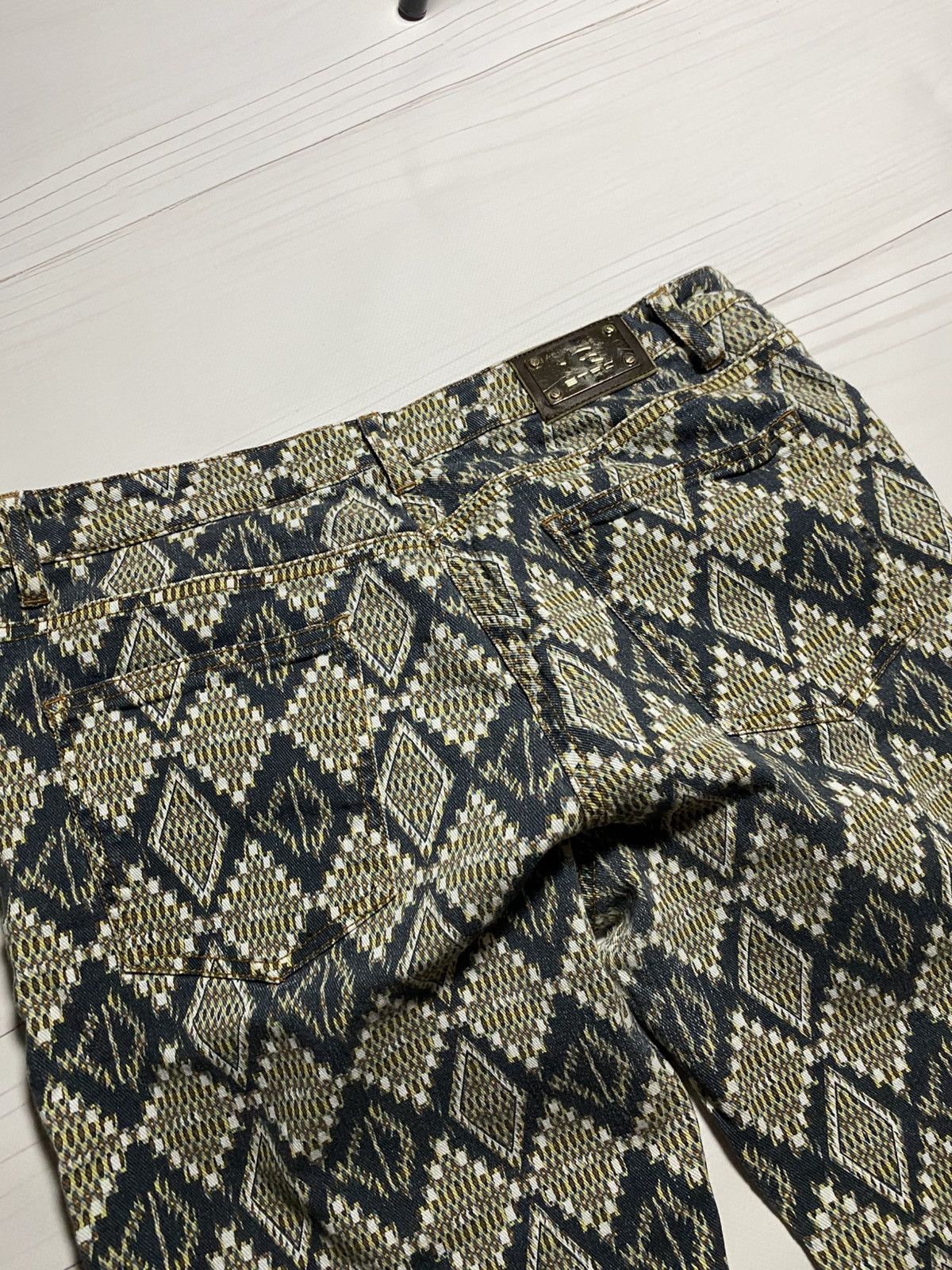Designer × Etro Etro Jacquard Pattern Diamonds slim fit designer jeans Size 25" / US 0 / IT 36 - 16 Thumbnail