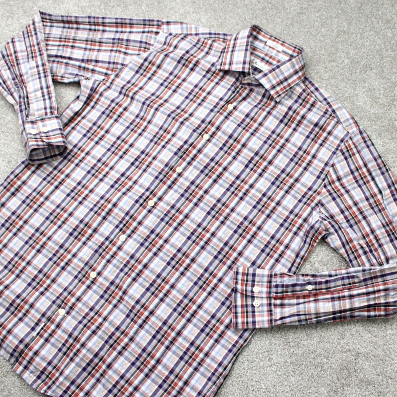 Peter Millar Peter Millar Crown Shirt Mens Large Plaid 100% Cotton Long Sleeve Button-Up Red/Blue Size US L / EU 52-54 / 3 - 4 Thumbnail