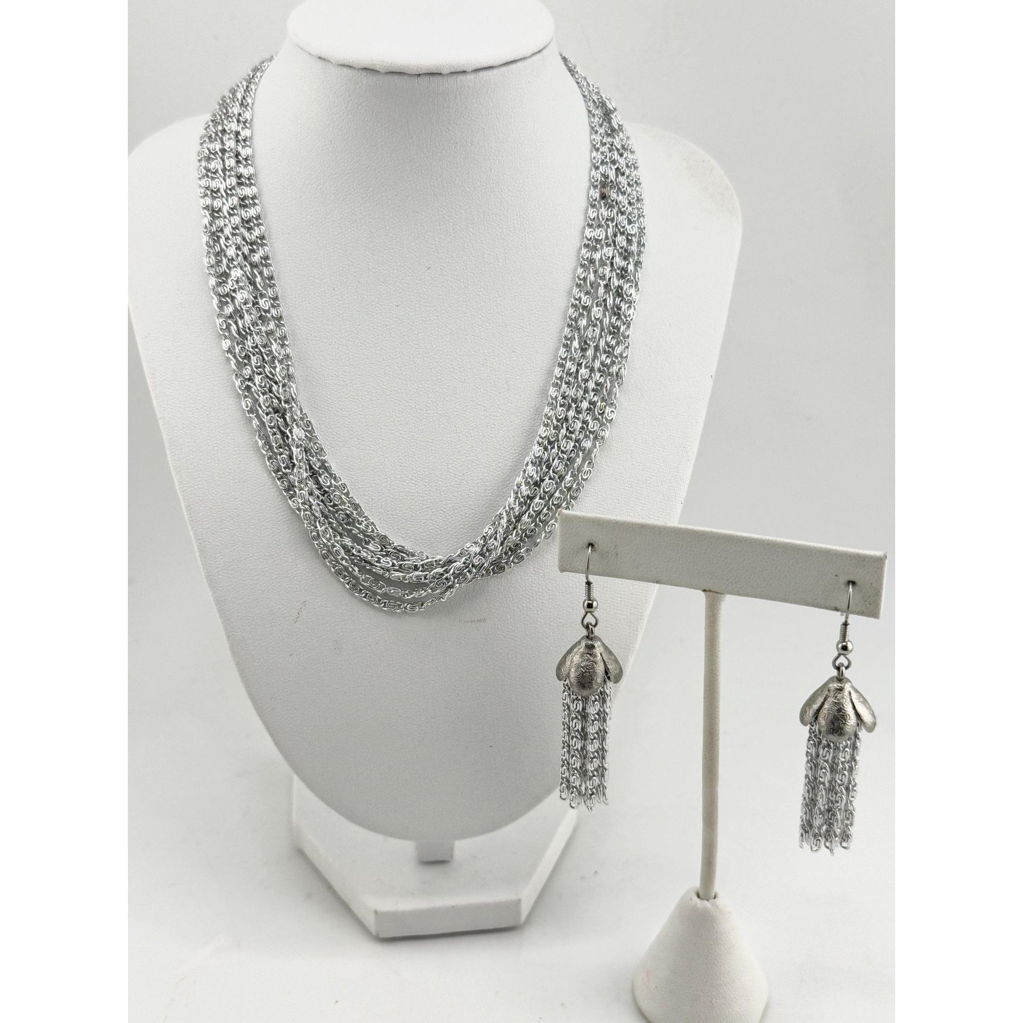 Vintage Vintage Sarah Coventry silver multi chain necklace & earring Size ONE SIZE - 4 Thumbnail