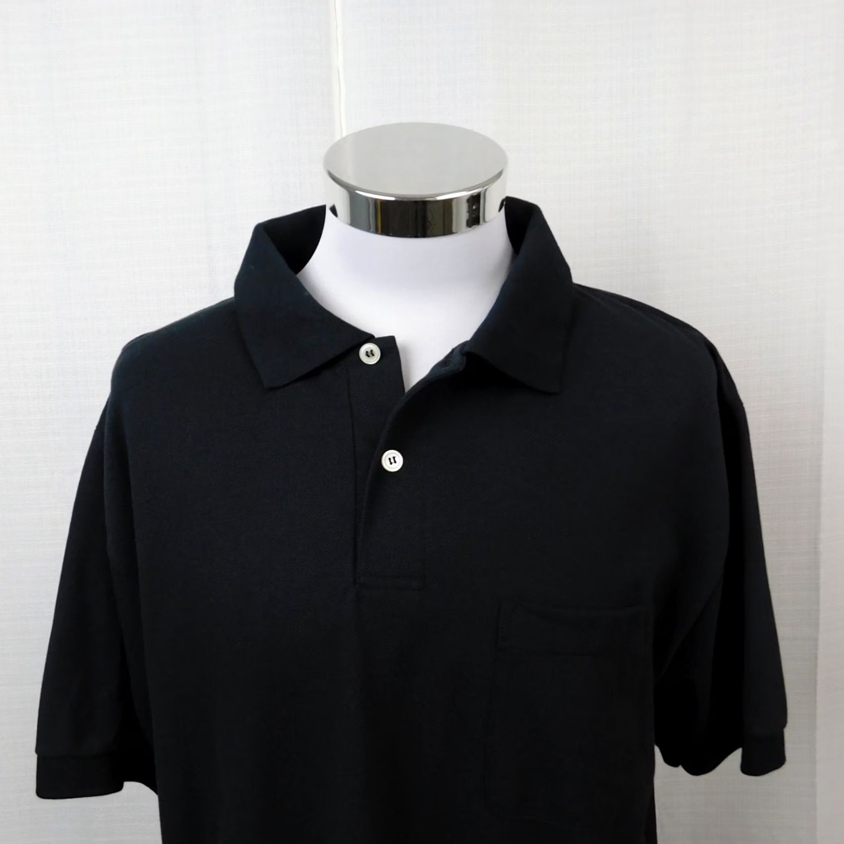 Vintage Puritan Men's Short Sleeve Knit Cotton Blend Polo Top - Black Large 90s Polo Shirt Mens Size US L / EU 52-54 / 3 - 3 Thumbnail