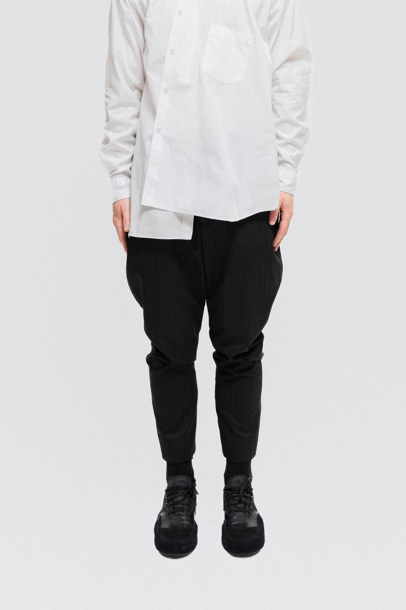 image of Comme Des Garcons Homme Plus Fw19"finding Beauty In The Dark" Tapered Pinstripe Pants in Black (Siz