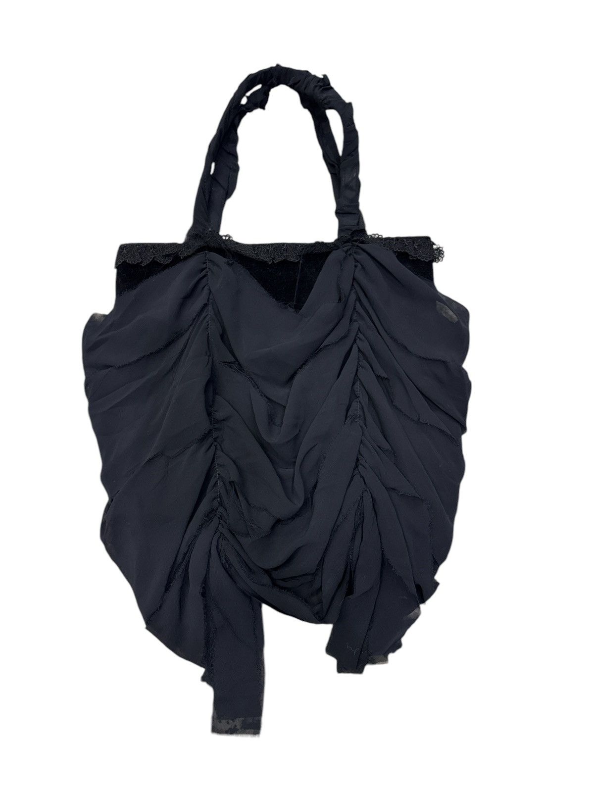 Japanese Brand BLACK PEACE NOW BPN GOTHIC RUFFLED CHIFFON TOTE BAG Size ONE SIZE - 2 Thumbnail