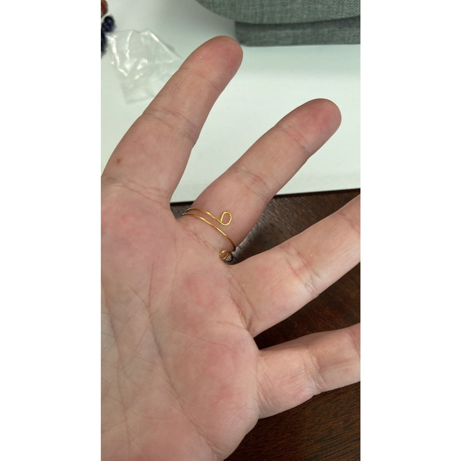 Handmade wire ring size 8 gold tone Size ONE SIZE - 3 Thumbnail