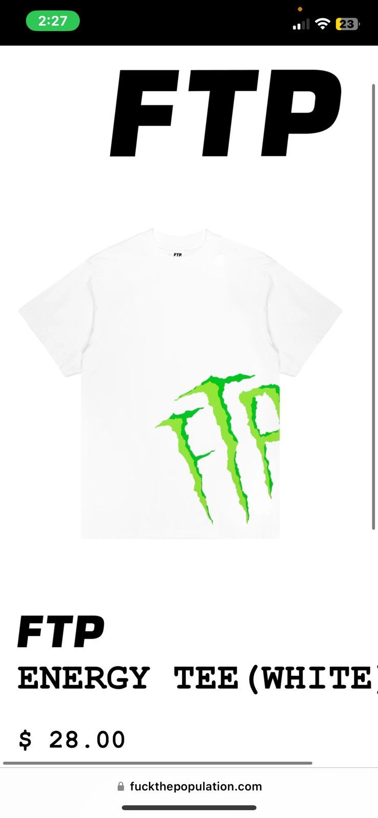 Fuck The Population Large energy FTP tee in white order confirmed Size US L / EU 52-54 / 3 - 1 Thumbnail
