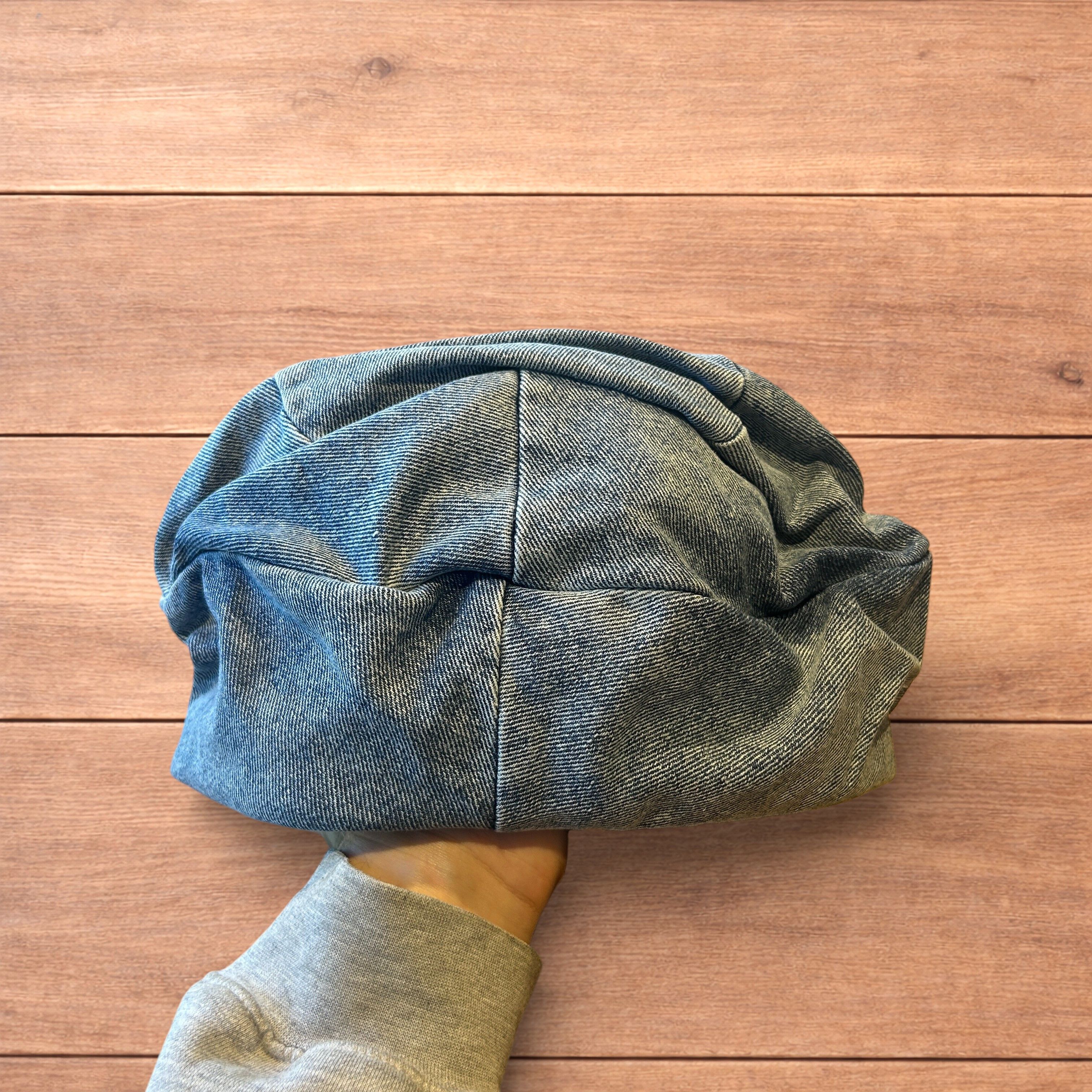 Japanese Brand Vintage style denim newsboy flat cap beret in mid blue. Size ONE SIZE - 5 Thumbnail