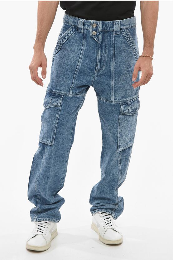 image of Isabel Marant Stone Washed Javier Cargo Denims 21Cm in Blue, Men's (Size 29)