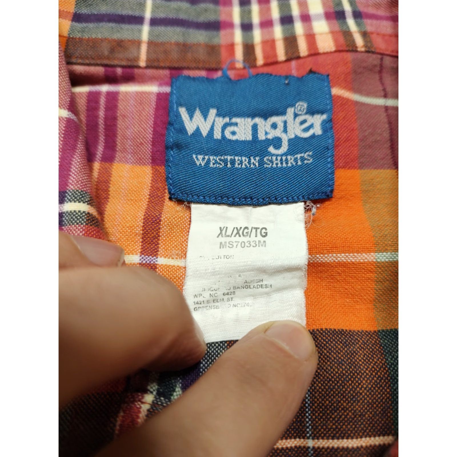Wrangler VTG Wrangler Brushpopper Pearl Snap Shirt Mens XL Plaid Short Sleeve Orange Size US XL / EU 56 / 4 - 4 Thumbnail