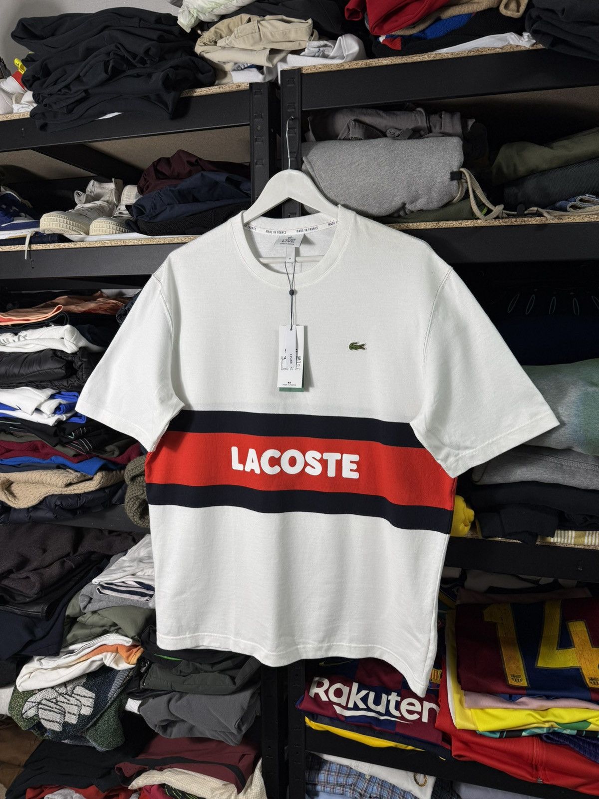 Lacoste NWT Lacoste Live T Shirt White Stripe Logo France Size M Size US M / EU 48-50 / 2 - 1 Thumbnail
