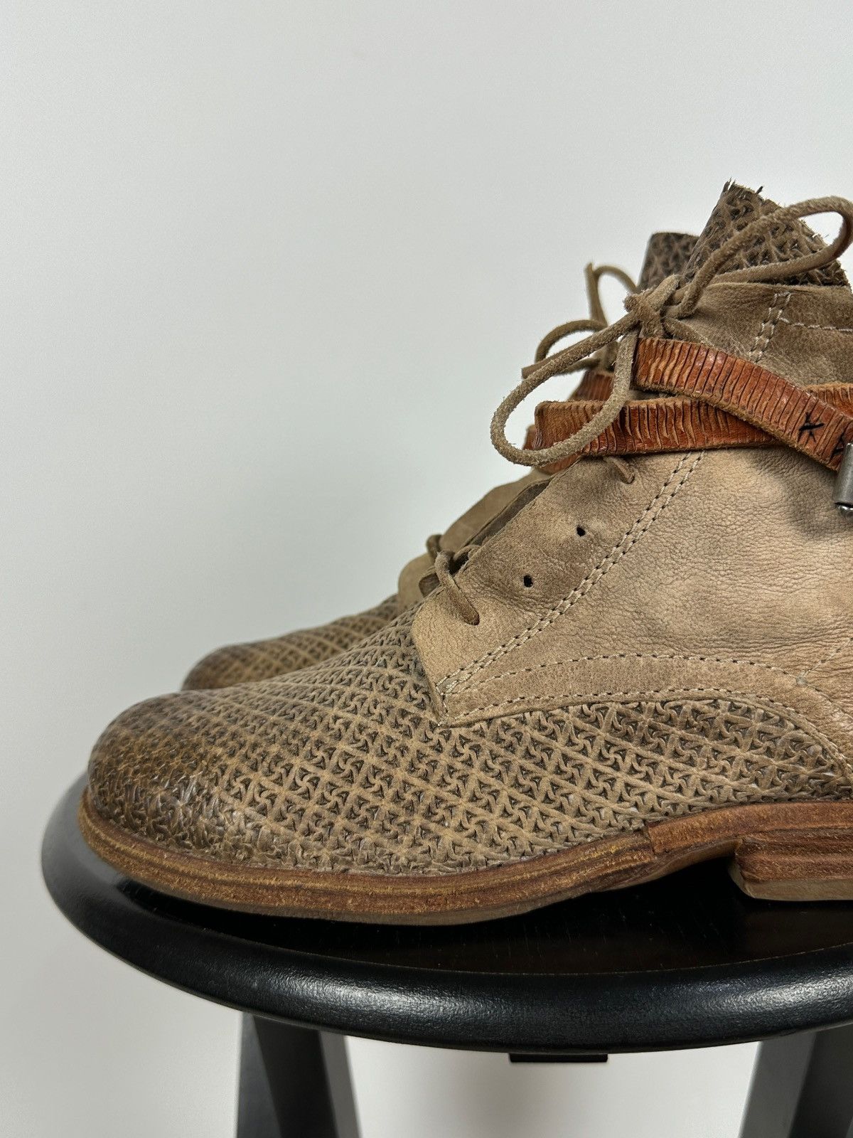 A.S.98 A.S.98. Airstep Beige Leather Biker Buckle Strap Ankle Boots Size US 8 / IT 38 - 14 Thumbnail