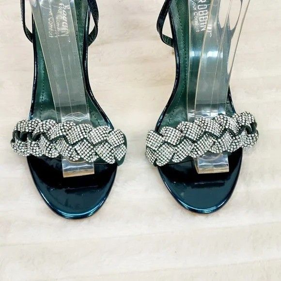 Other Eva Teal Metallic Braided Rhinestone Stiletto Heel Wrap Stra Size US 10 / IT 40 - 4 Thumbnail